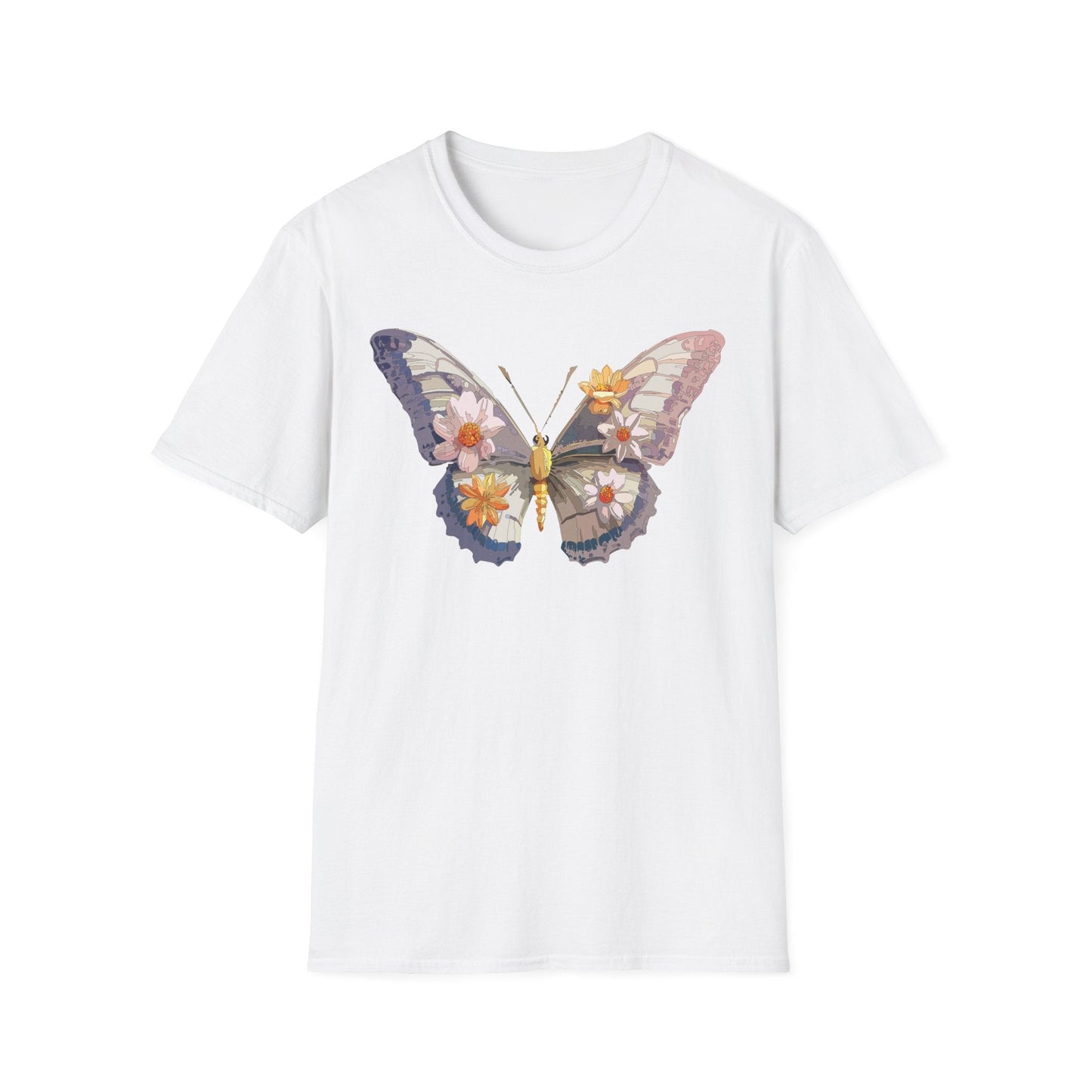 Butterfly Shirt Unisex Short Sleeve Tee Monarch Butterfly Design Gildan Softstyle 64000