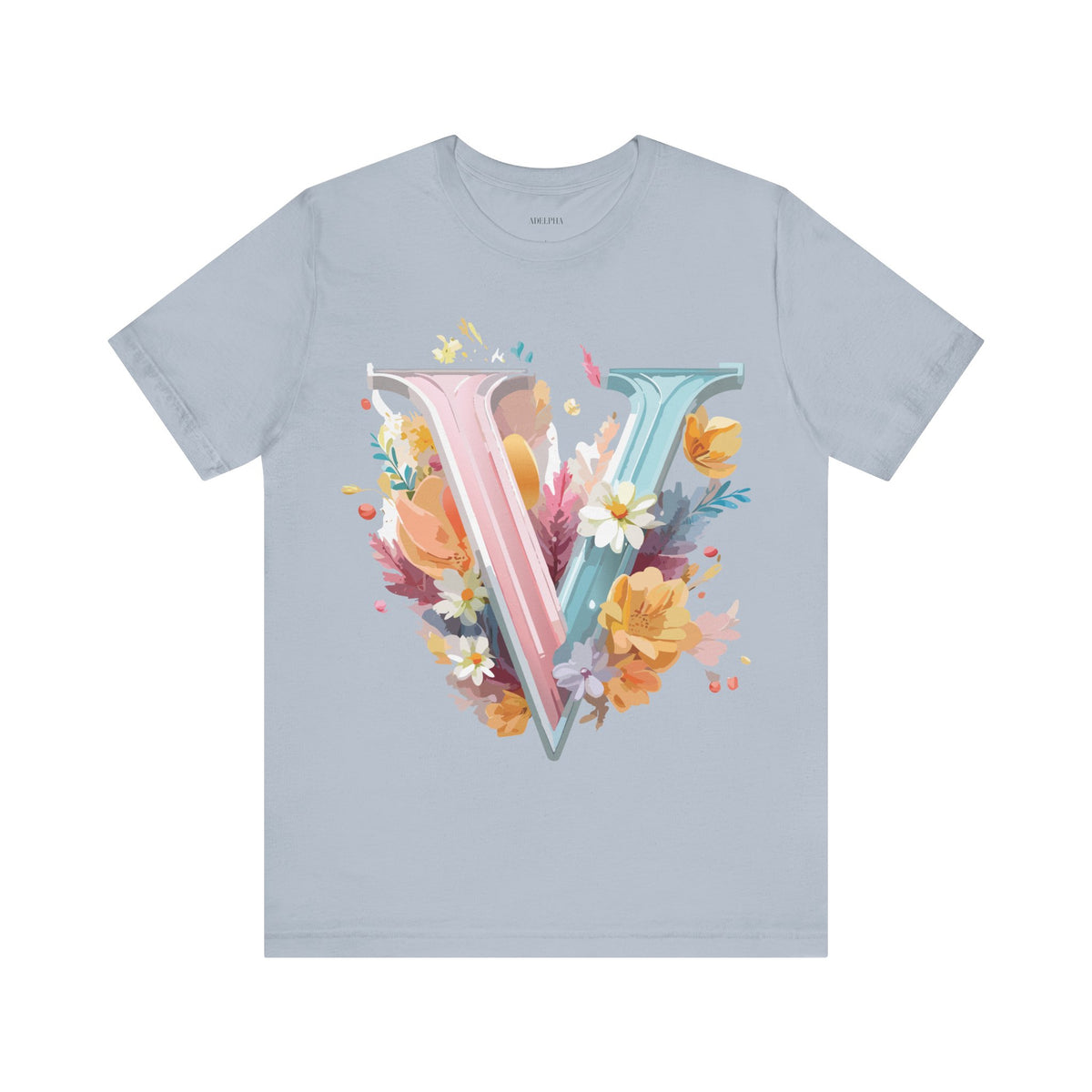 Letter V Graphic Unisex Cotton Bella+Canvas Tee with Art Letter Design