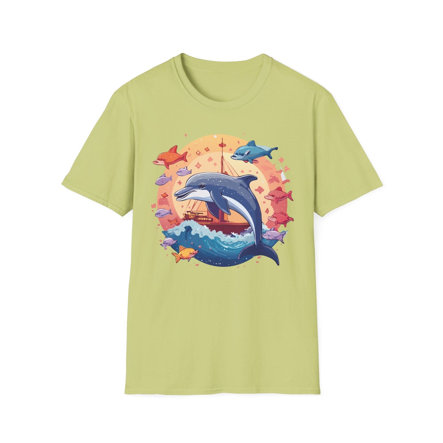 Dolphin Shirt Unisex Softstyle Cotton Tee 100 Percent Ring Spun Lightweight Breathable