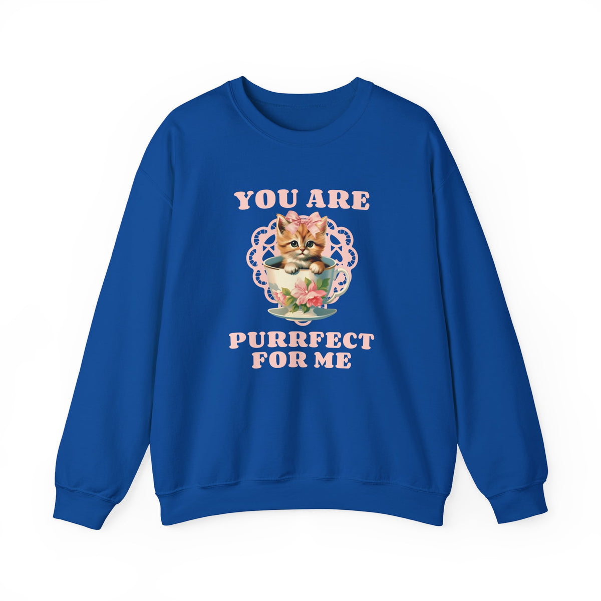 Cat Graphic Valentine's Day Sweatshirt Unisex 50/50 Cotton-Poly Animal Sweatshirt w18