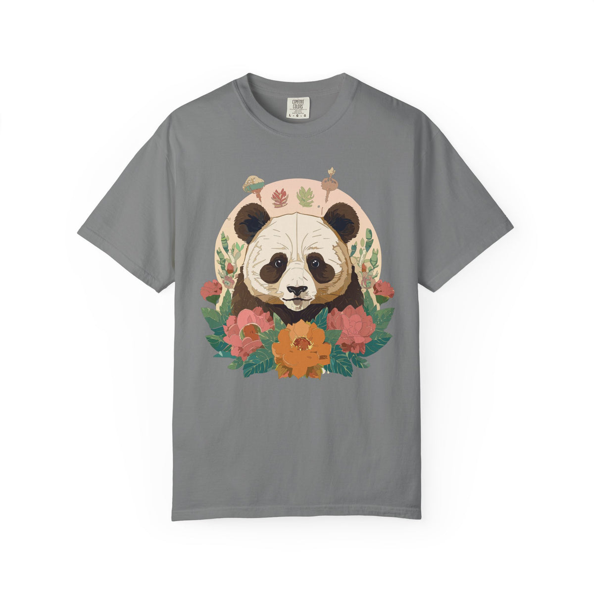 Panda Portrait T-Shirt Unisex Cotton Floral Chinese Graphic Circle Animal Art Tee p2