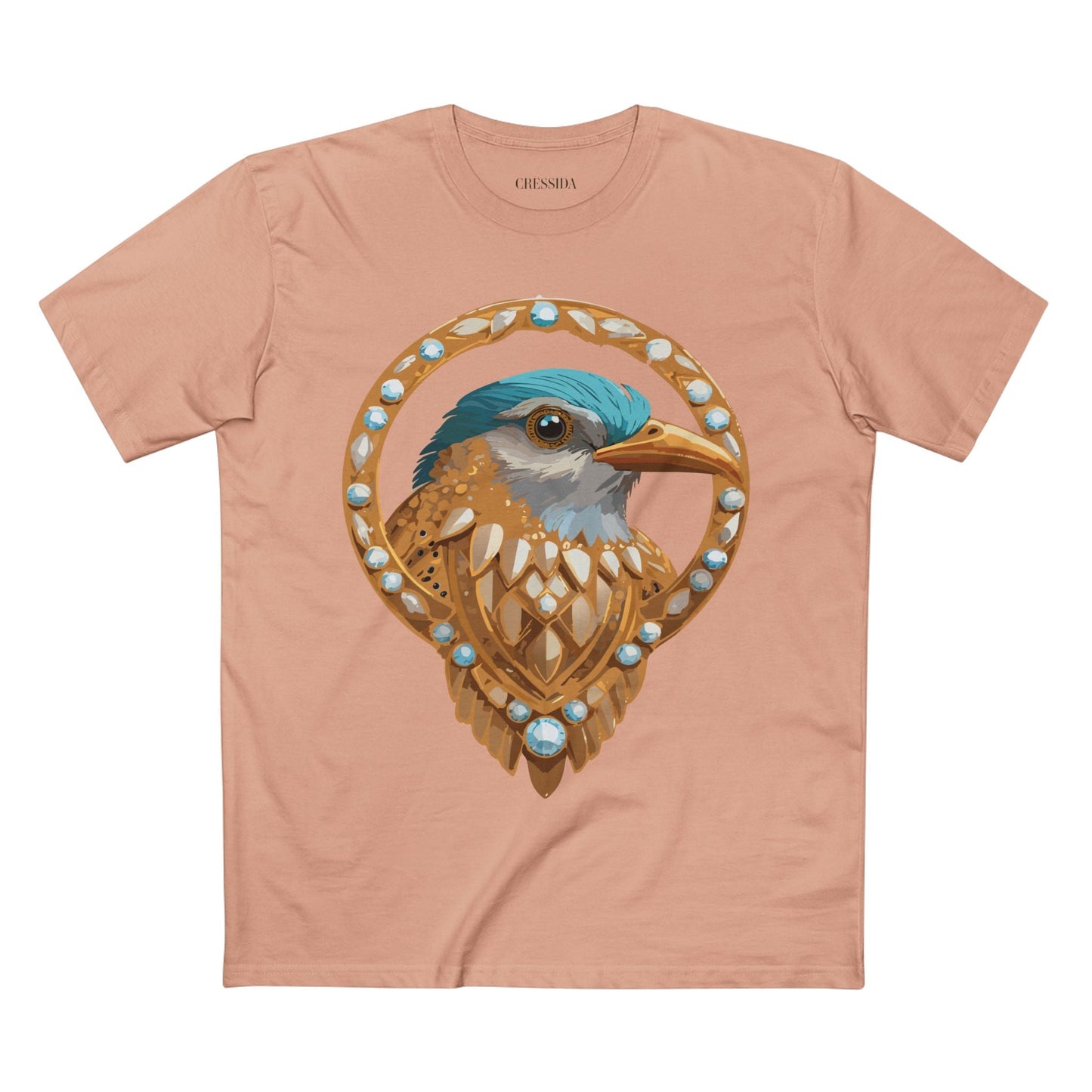 Bird Graphic Unisex 100 Cotton Tee With Unique Animal Golden Medallion Art Design 24