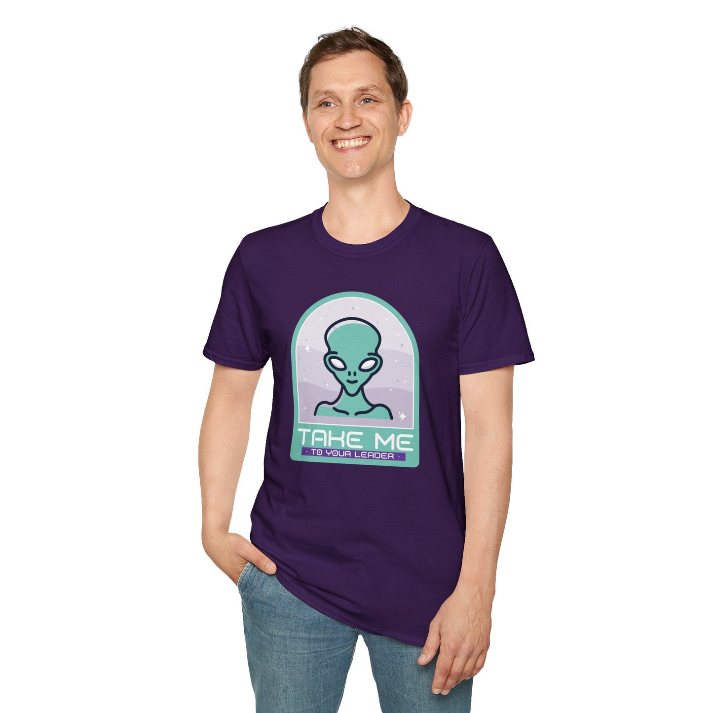 Alien Graphic TShirt  Take Me to Your Leader Retro Space Tee