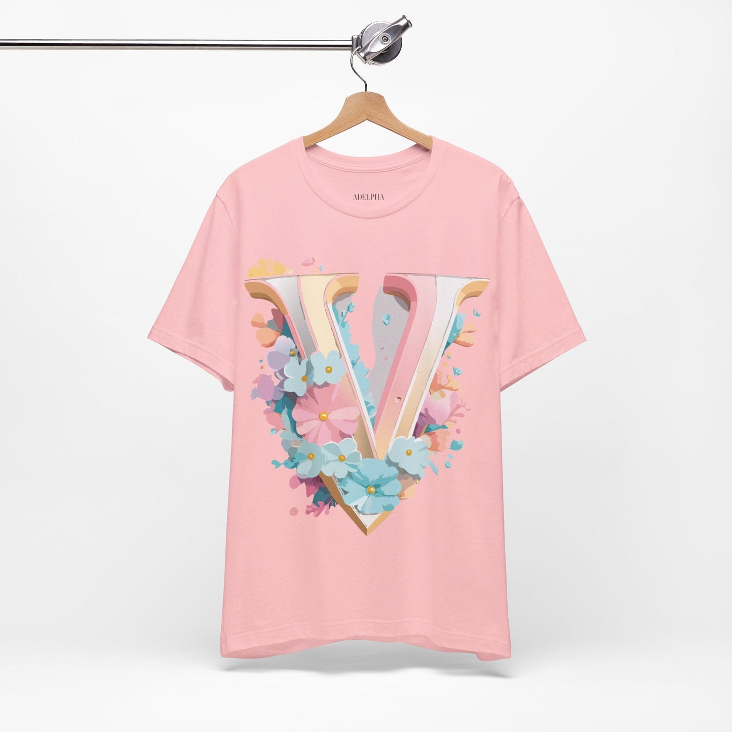 Adelpha Letter V Shirt Graphic Tee Unisex Jersey Short Sleeve Vintage Inspired Design