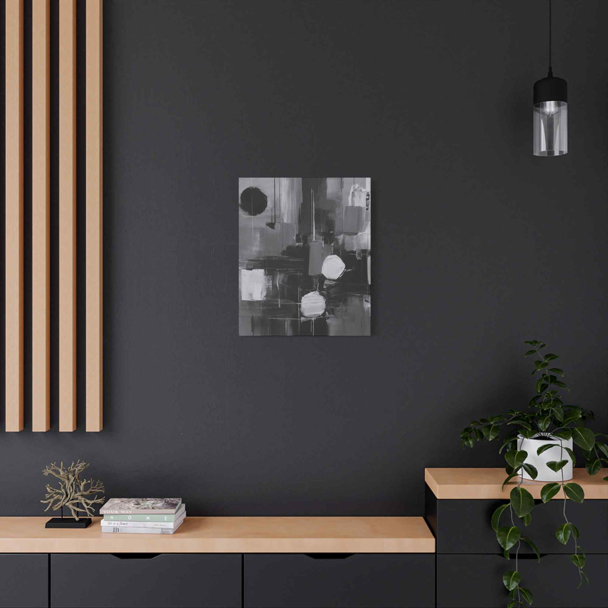 Black Abstract Painting Print Canvas 20x24,20x30,24x30, 24x32,24x36,30x40, 32x48,36x48,40x60 Pine-Wood Inner Frame ABS-16