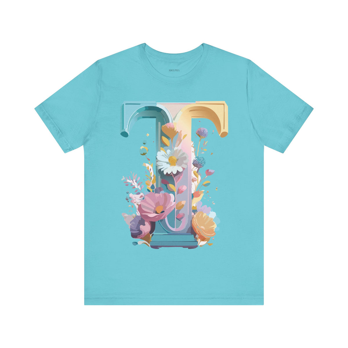 Letter T Graphic Unisex Cotton Bella+Canvas Tee with Art Letter Design