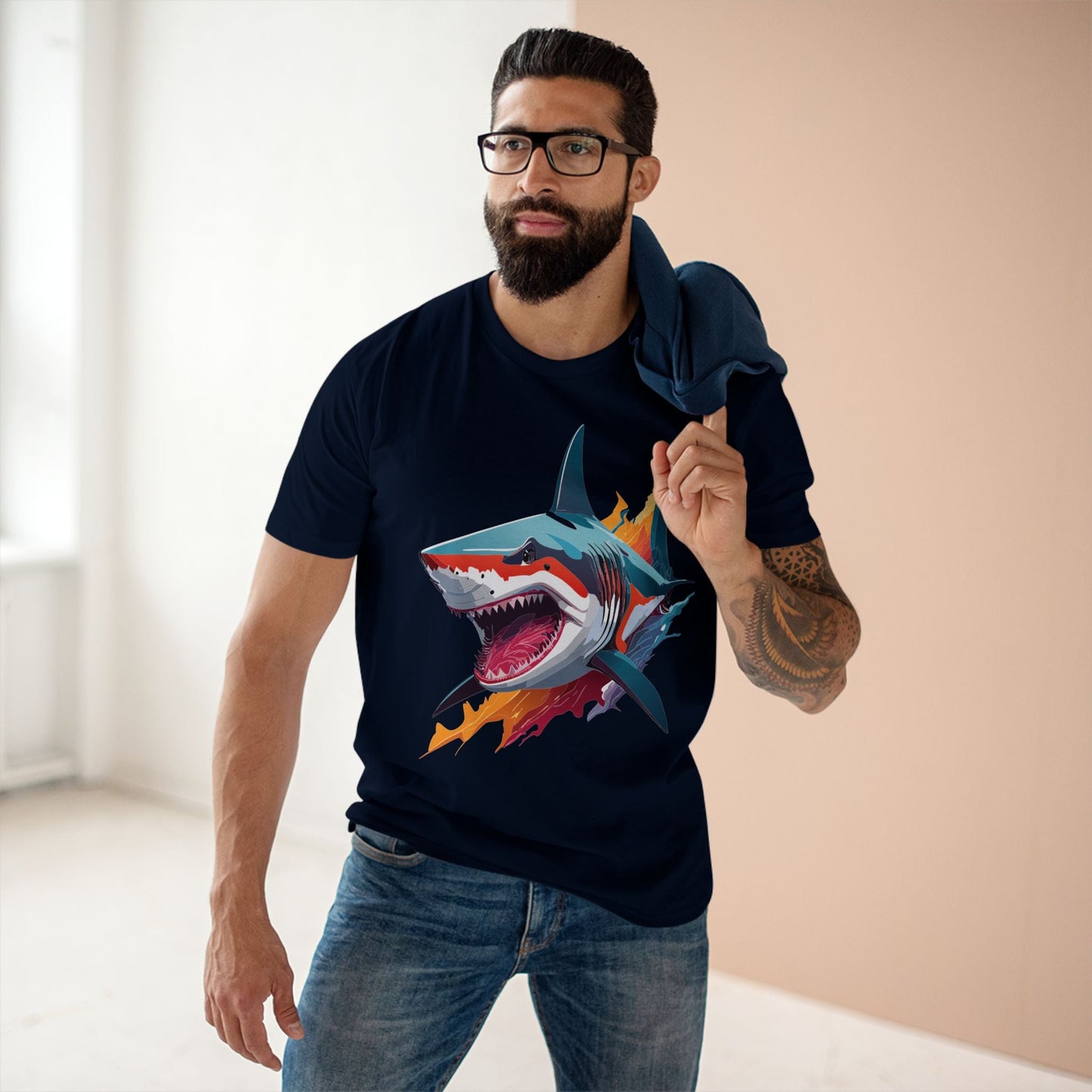 Shark Graphic Unisex 100 Cotton Staple Tee with Animal Design Artwork 12