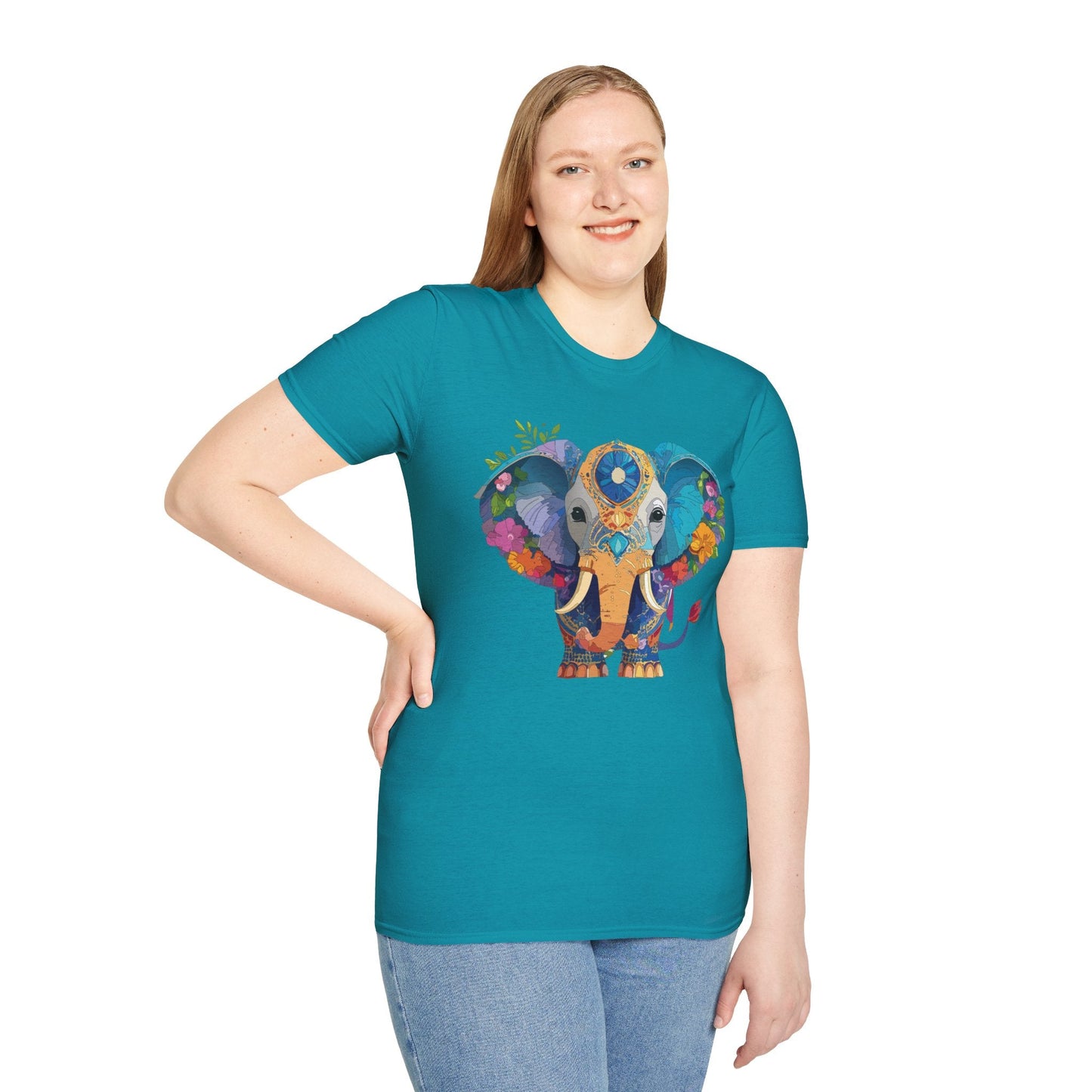 Elephant Graphic Shirt For Adults Unisex Softstyle Tee 100 Percent Cotton Gildan 64000