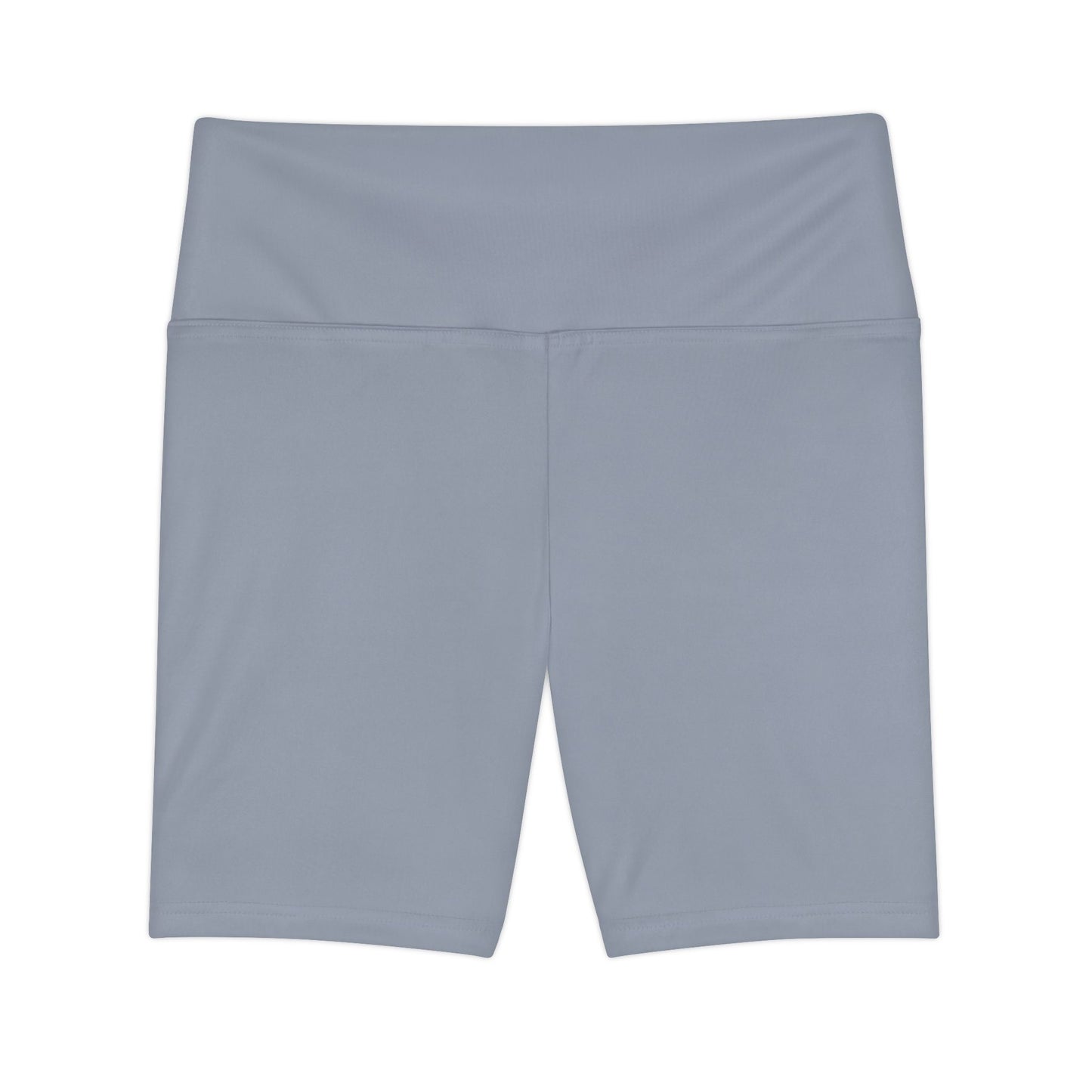 Foggy Blue Women's Workout Shorts — Solid High-Waist Biker Shorts for Exercise & Everyday Wear
