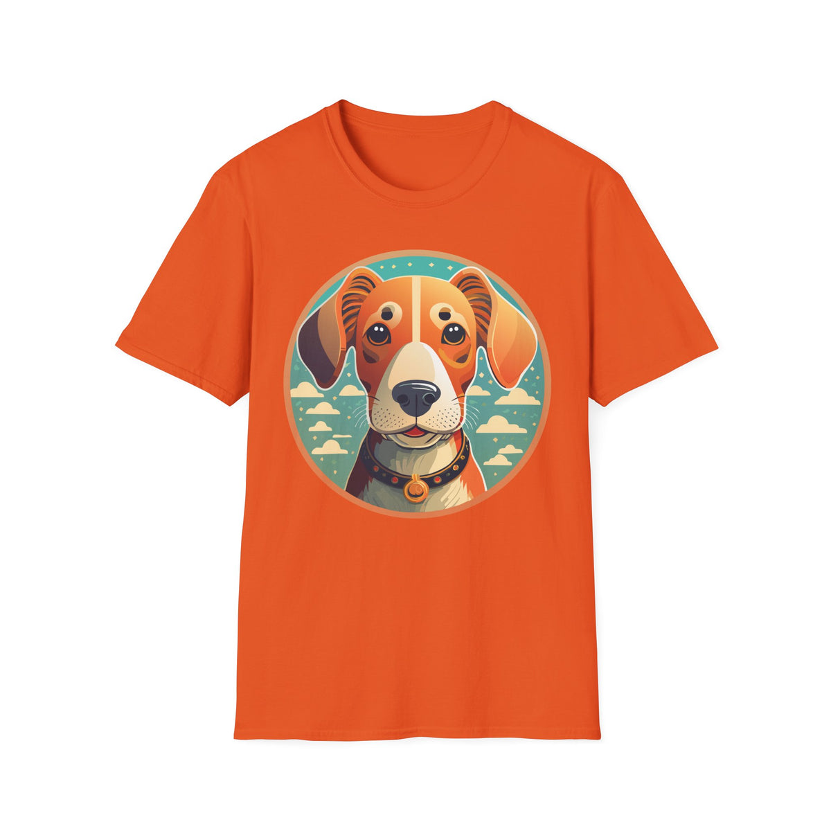 Beagle Portrait T-Shirt | Cute Dog Face Illustration, Retro Circle Pet Tee