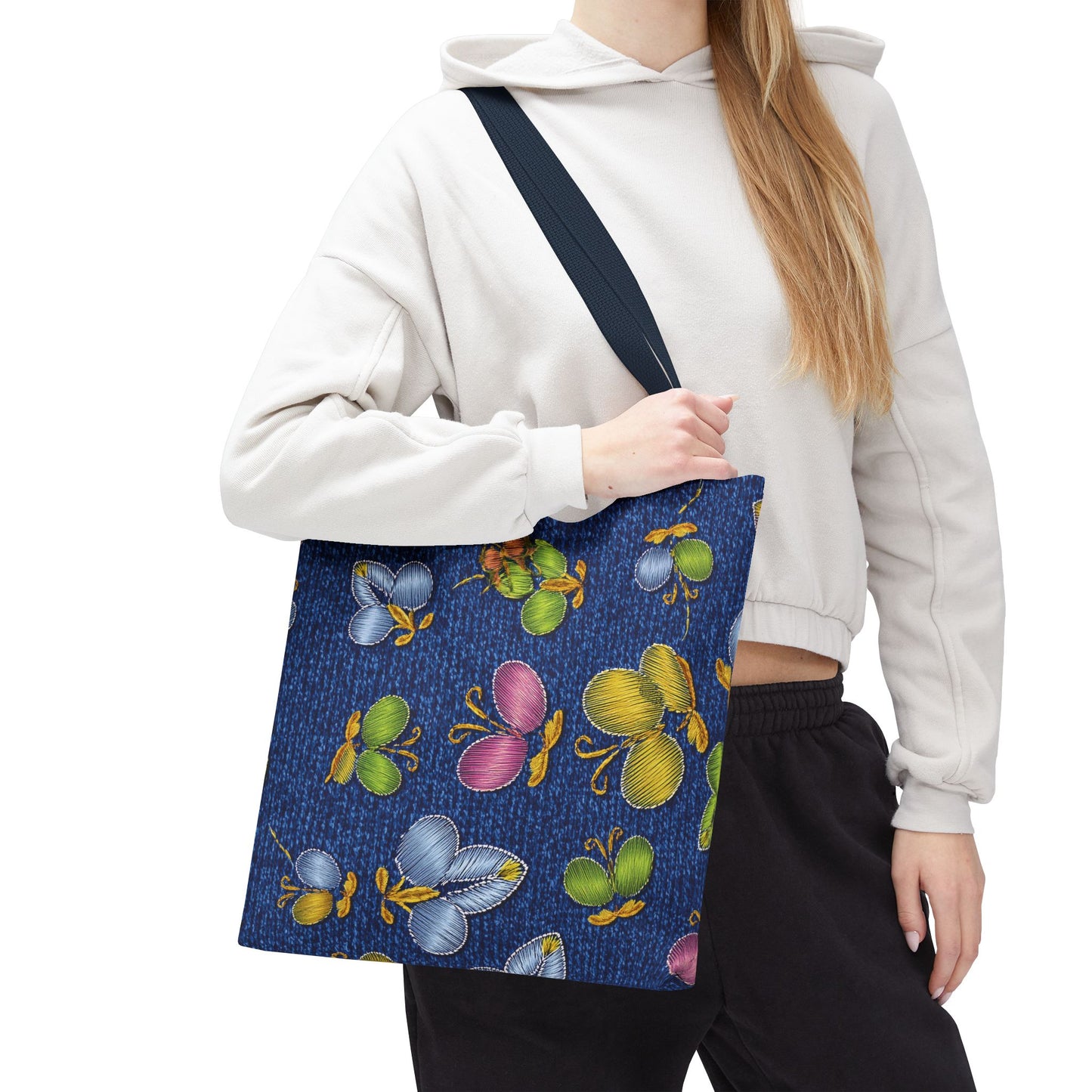 Denim Fabric Imitation Print Unisex Canvas Bag Poly Spun 3 Sizes Tote Bag 160