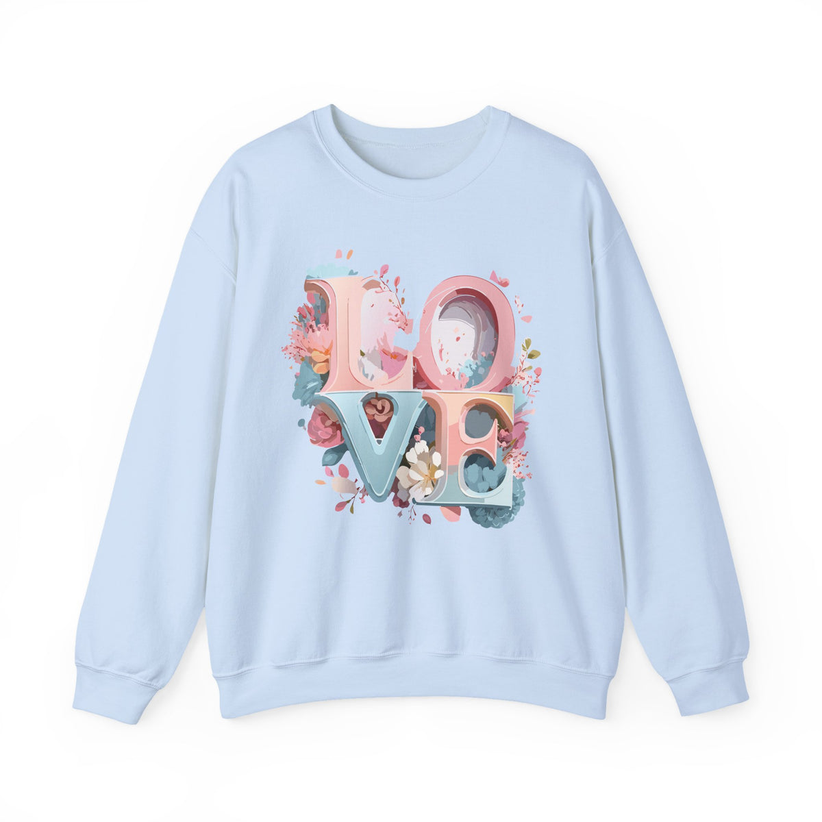 Floral Love Graphic Valentine's Day Sweatshirt Unisex 50/50 Cotton-Poly Sweatshirt w48