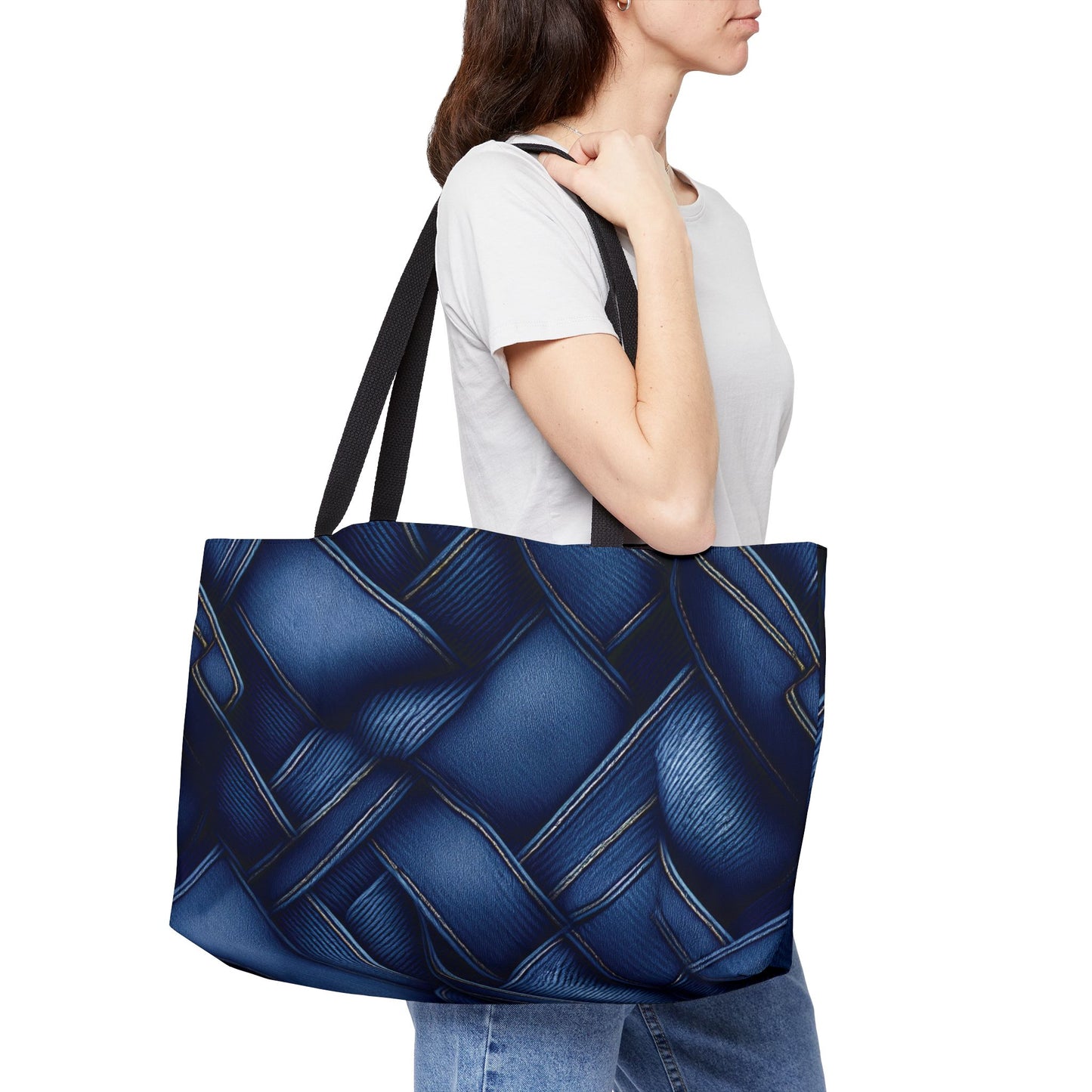 Denim Print Weekender Bag High-Quality 100% Spun Polyester 24x13 Canvas Bag 6