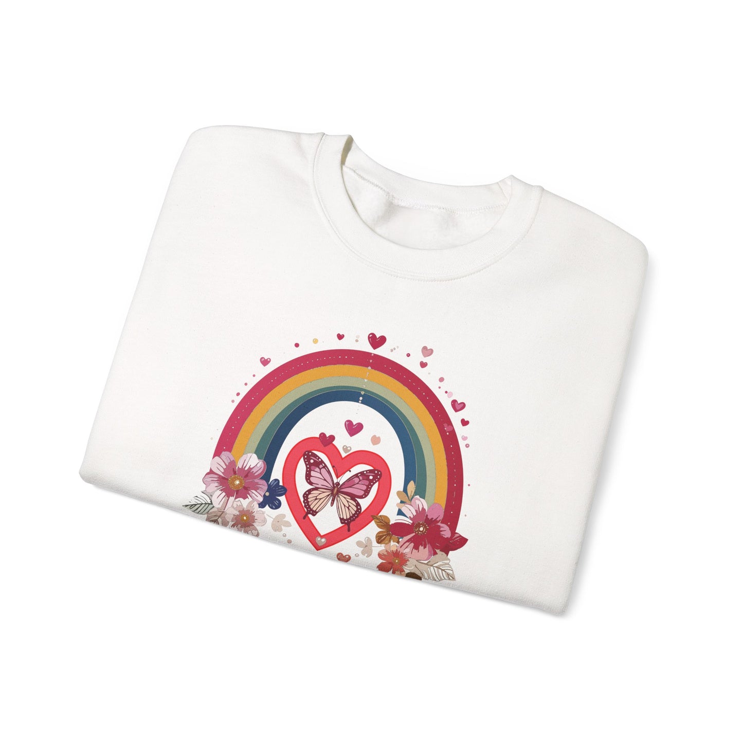 Rainbow Heart Sweatshirt, Floral Heart Sweatshirt, Floral Love Sweatshirt, Valentine's Day Sweatshirt, Rainbow Heart Floral Sweatshirt 113