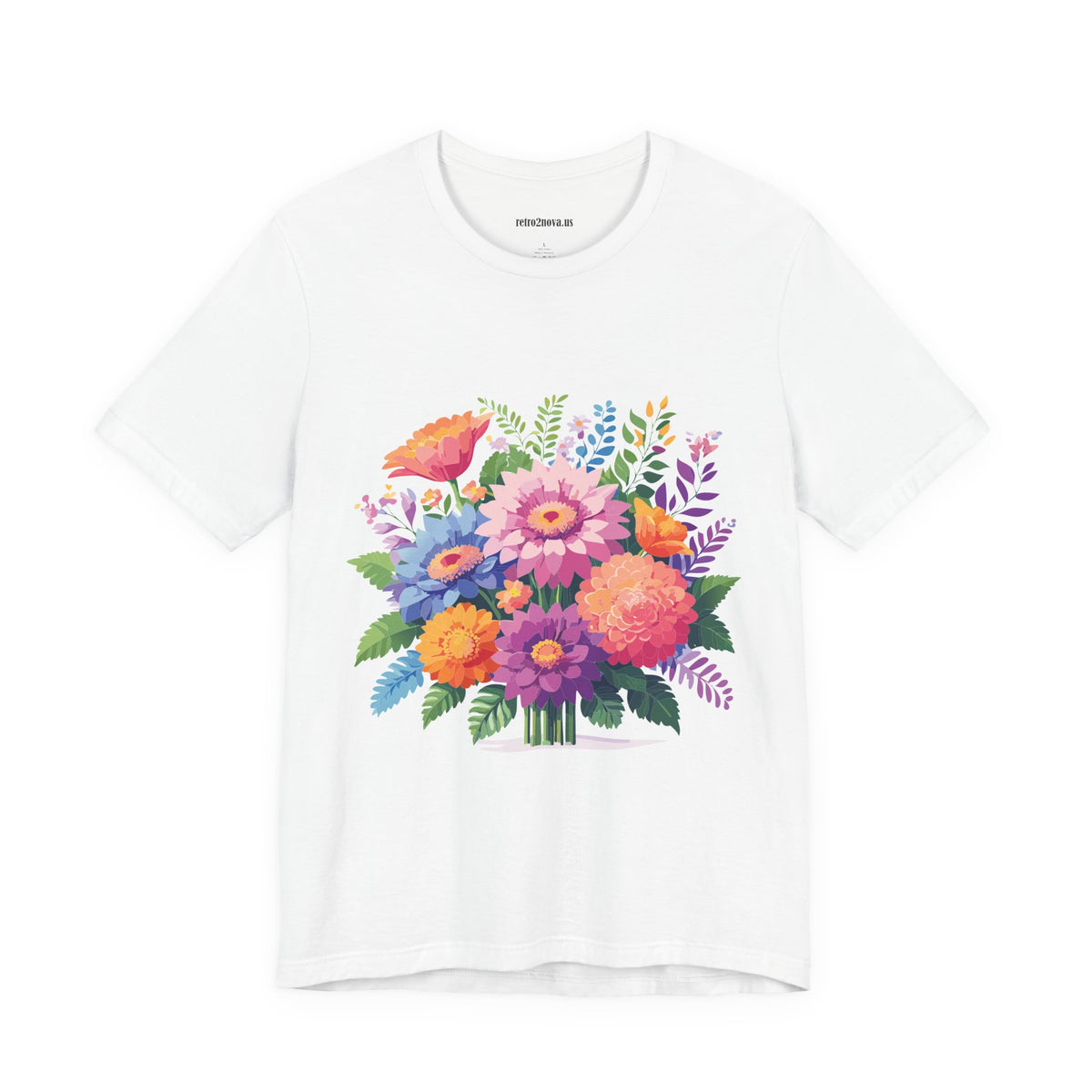 Floral Graphic Unisex Cotton Bella+Canvas Tee with Flowers Design ab15