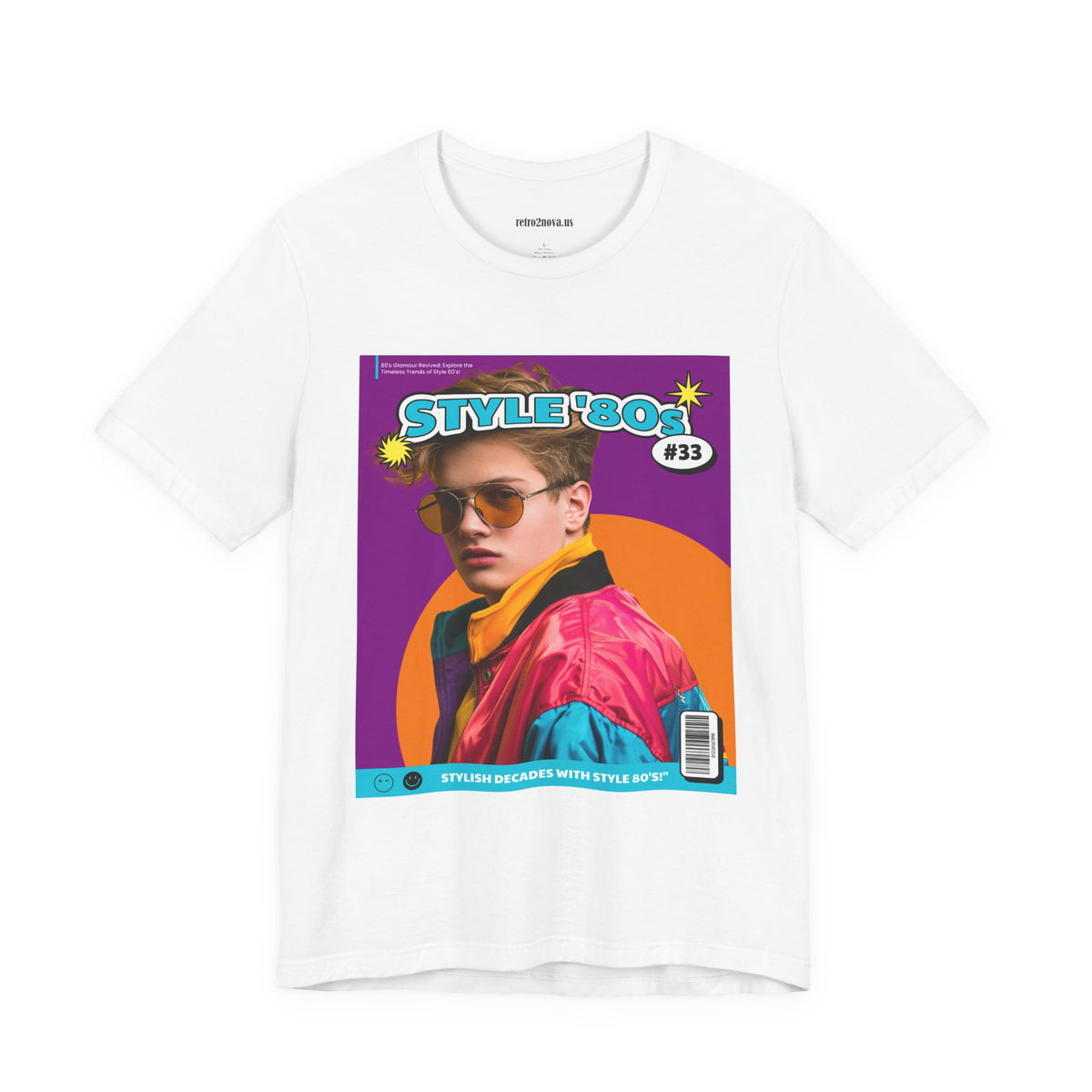 Magazine Cover Graphic Unisex Cotton Bella+Canvas Tee with Retro Poster Design ab112