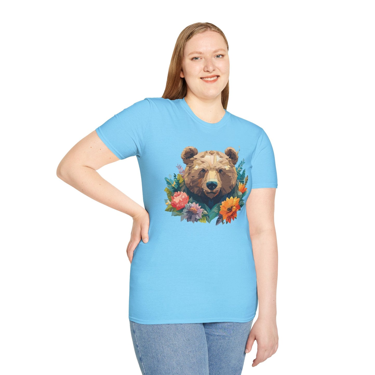 Bear T Shirt Unisex Softstyle Tee 100 Percent Ring Spun Cotton Gildan 64000 Comfortable