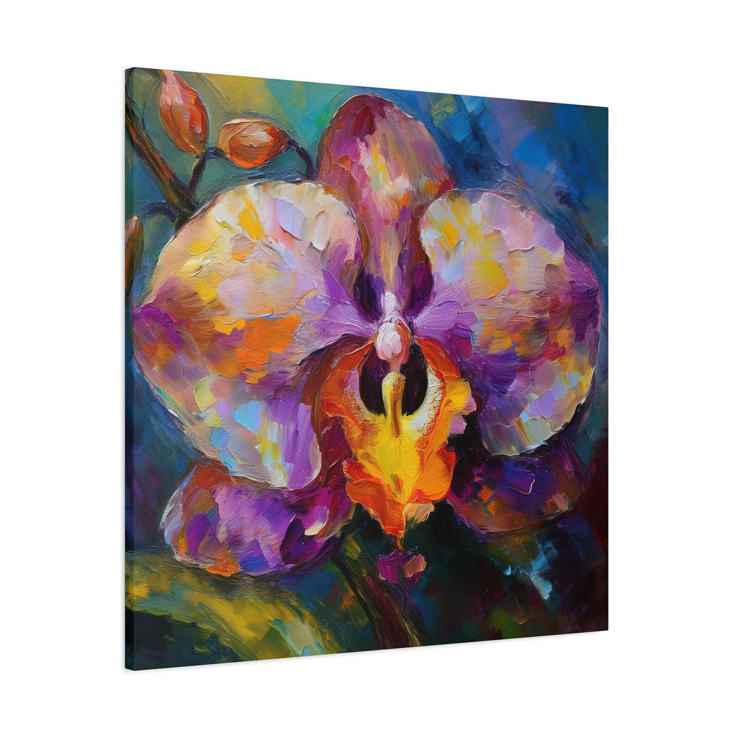 Purple Orchid Print Canvas, Floral Oil Paint Print 20x20, 24x24, 30x30, 32x32, 36x36 Art Design Pine-Wood Inner Frame MC-130
