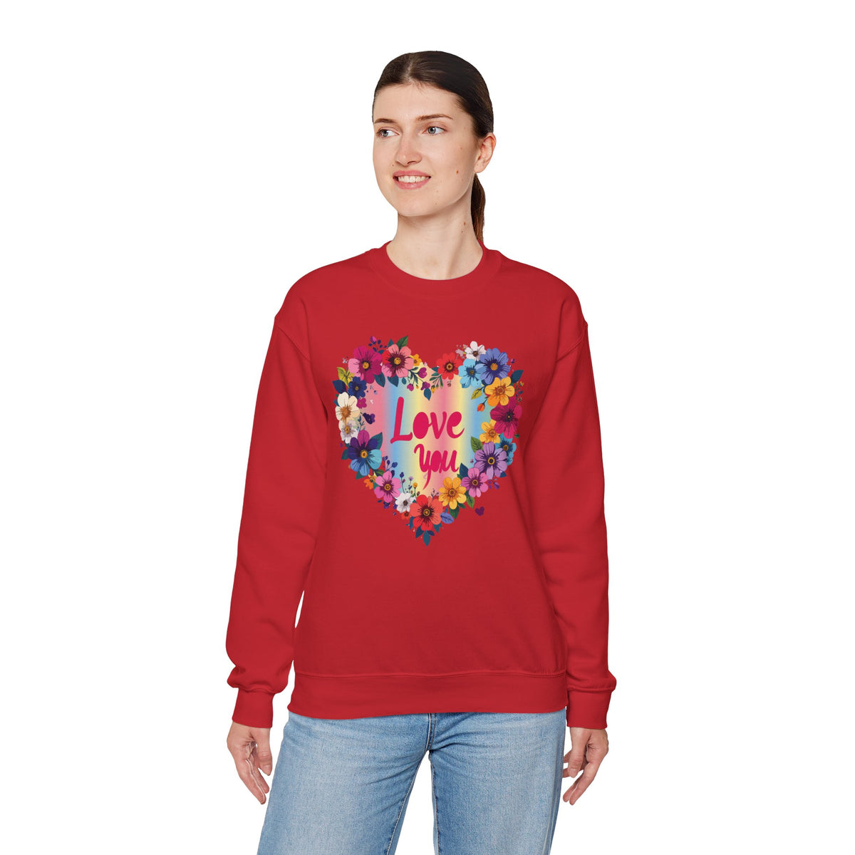 Floral Love You Heart Sweatshirt, Floral Heart Sweatshirt, Floral Love Sweatshirt, Valentine's Day Sweatshirt, Floral Sweatshirt 111