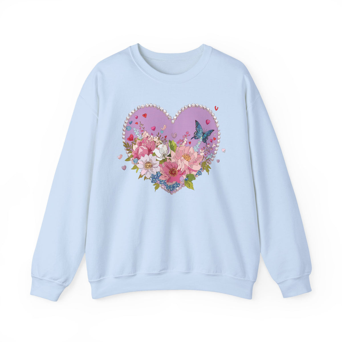 Floral Heart Love Graphic Valentine's Day Sweatshirt Unisex 50/50 Cotton-Poly Sweatshirt w43