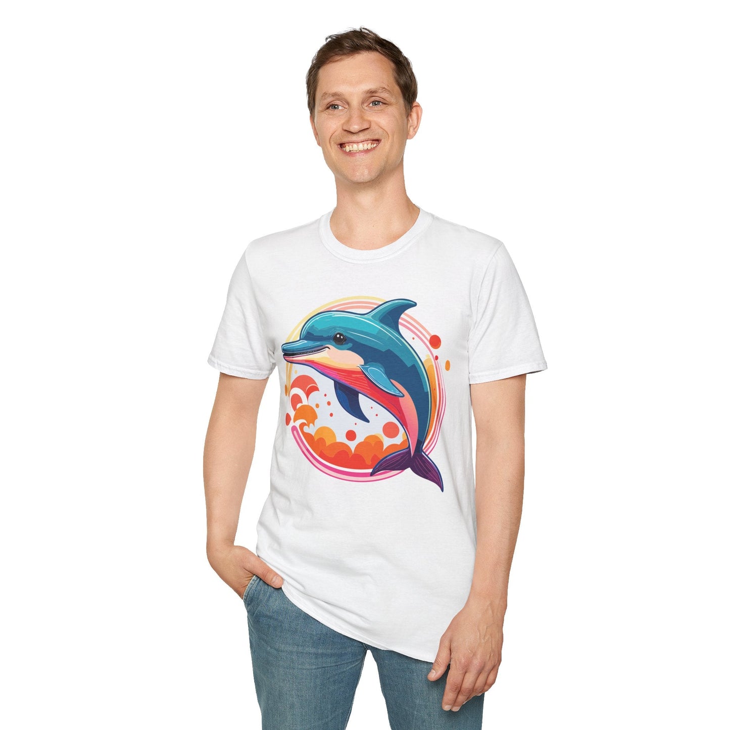 Dolphin Shirt Unisex Softstyle Tee Short Sleeve 100 Percent Ring Spun Cotton Gildan 64000