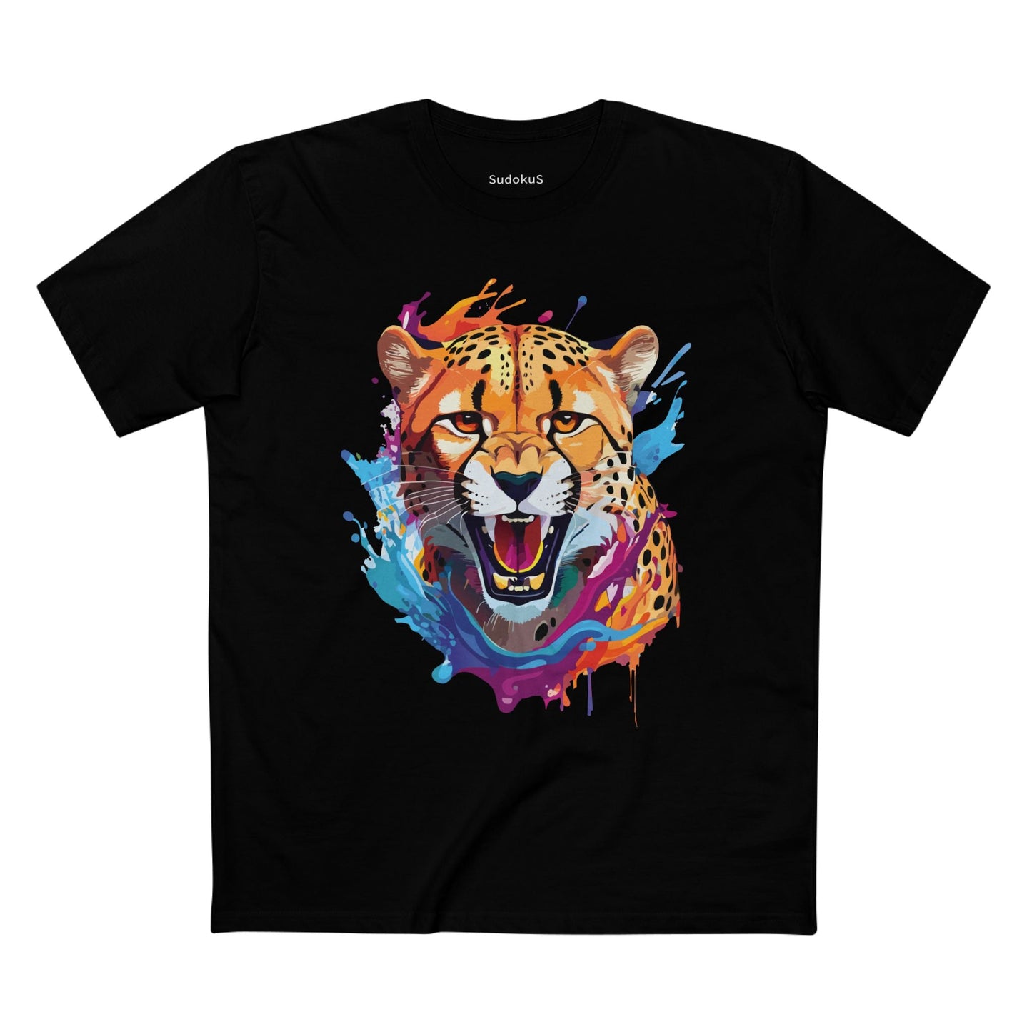 Cheetah Graphic Unisex 100 Cotton Staple Tee with Animal Design Artwork 23