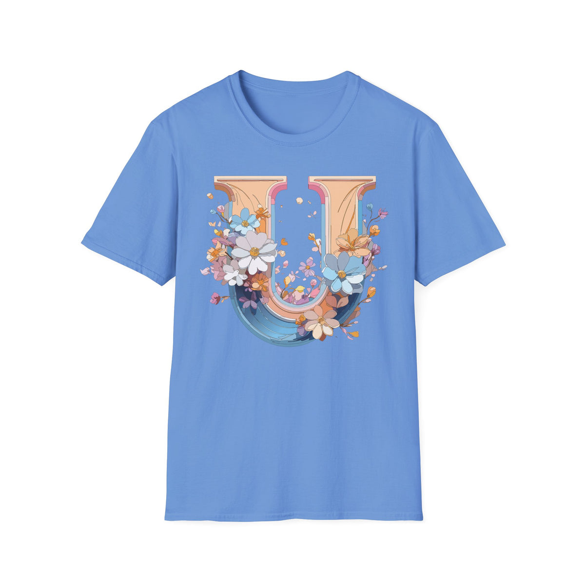 Floral Letter U T-Shirt | Monogram Initial Tee, Botanical Alphabet Shirt