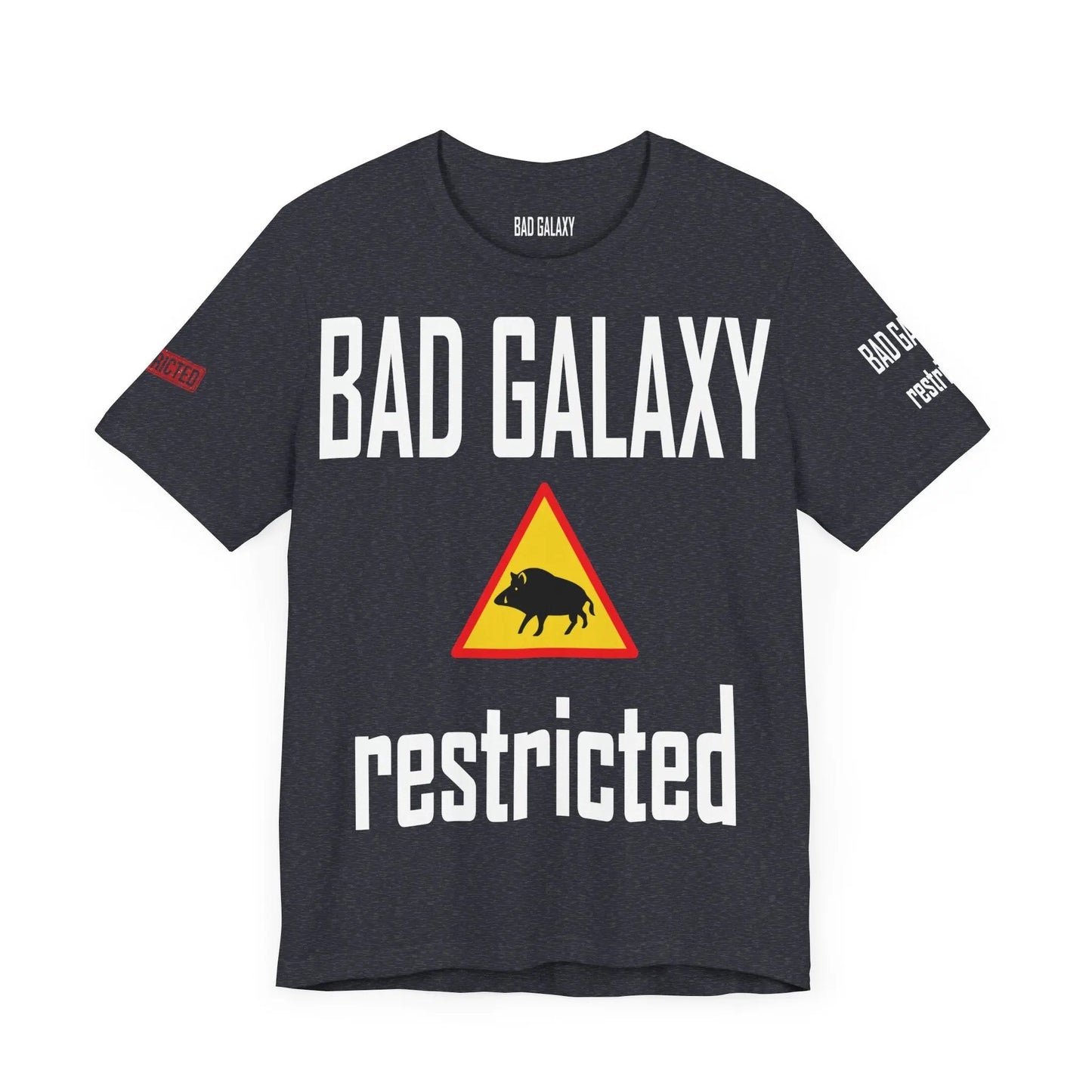 Tee Shirt With Red Stamp From Bad Galaxy Made To Order 100 Percent Cotton USA Printed With Eco Inks