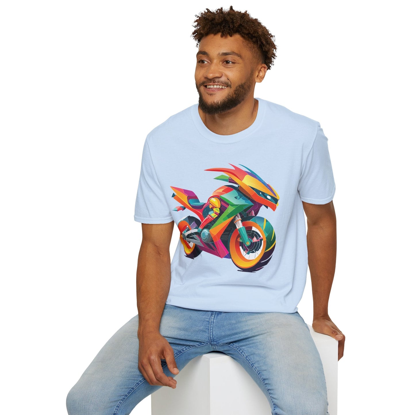Unisex Bike T Shirt With Motorcycle Artwork Premium Cotton MTB Tee Softstyle 64000