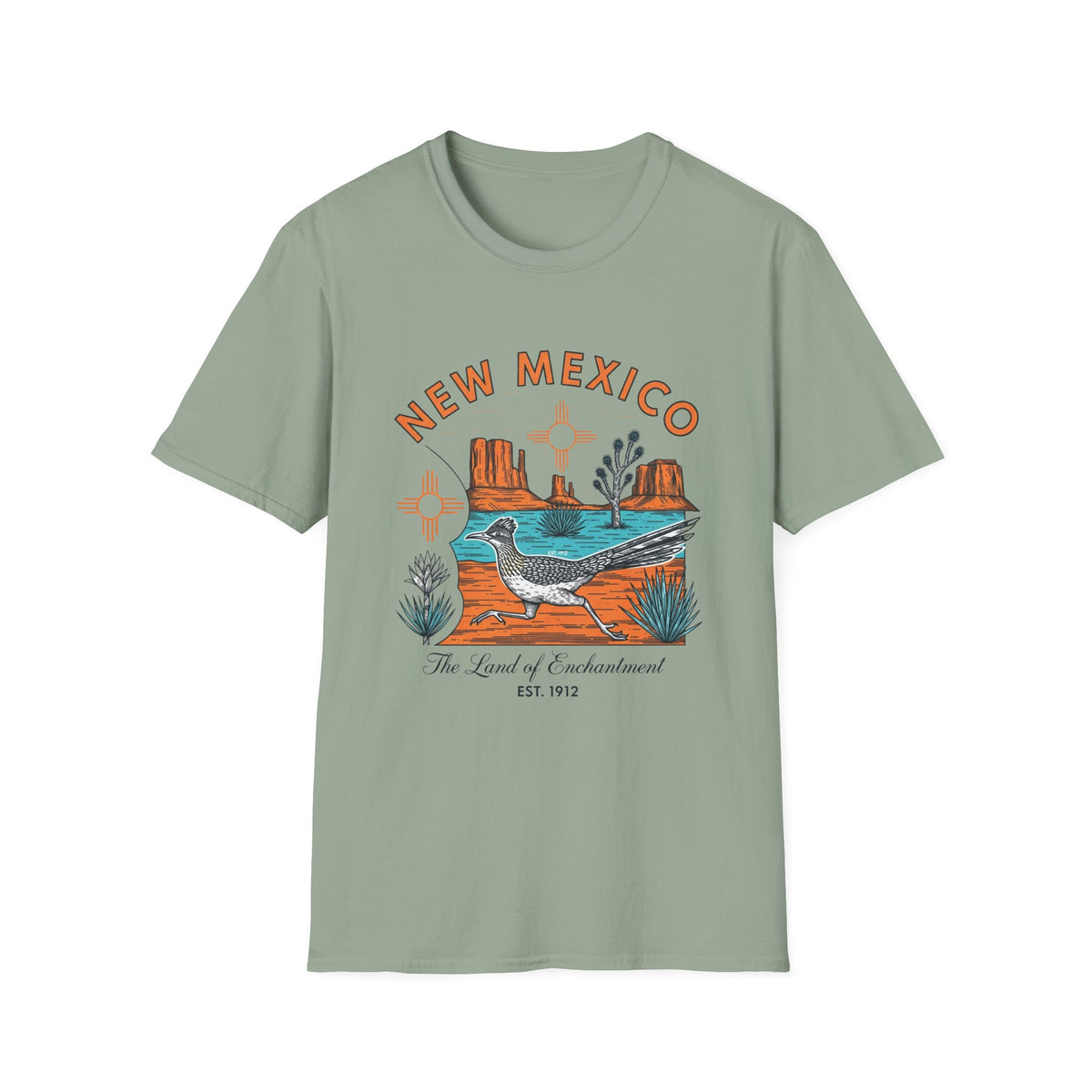 New Mexico Desertscape T-Shirt — The Land of Enchantment Travel Tourist Graphic Design Unisex 100 Cotton Gildan T-Shirt