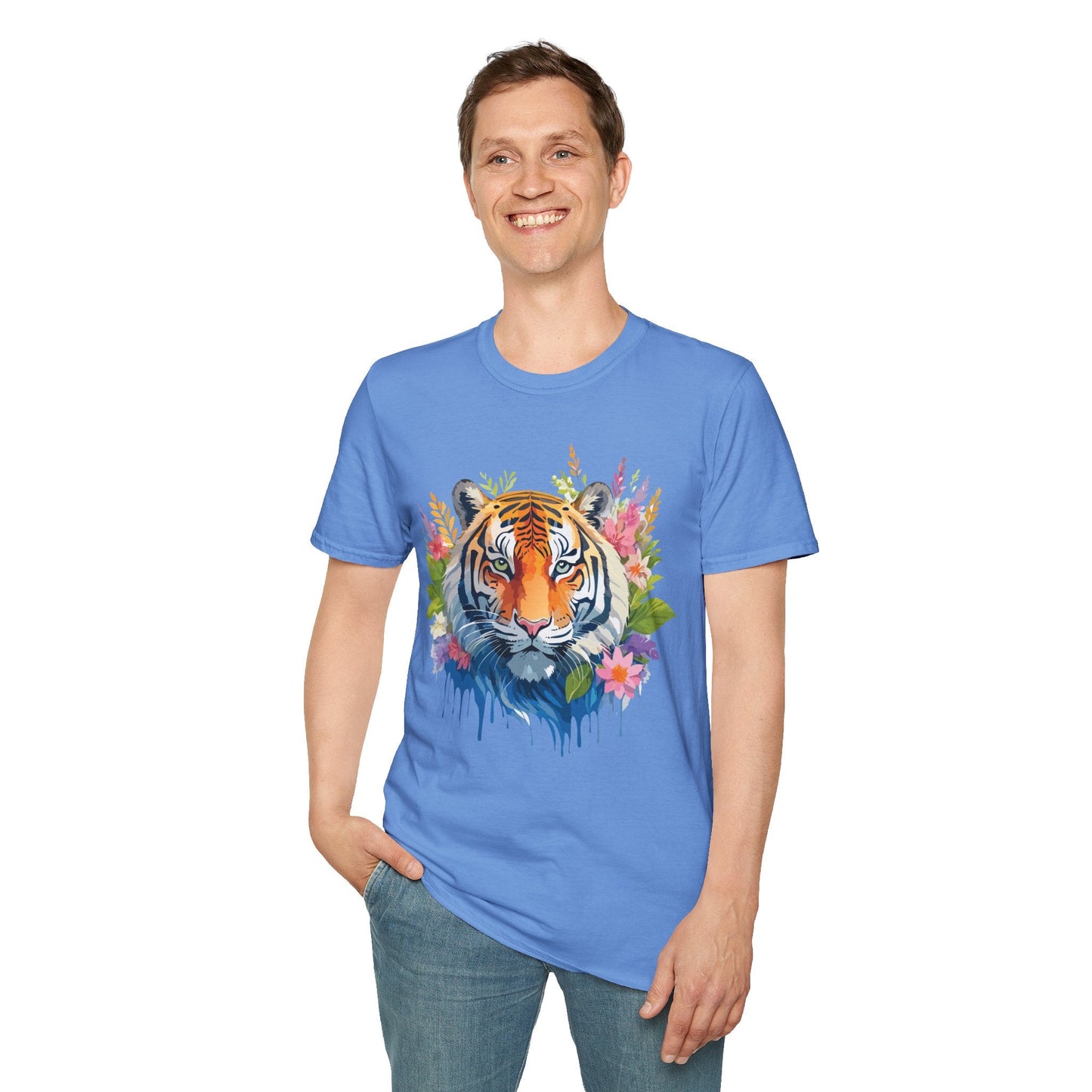 Tiger Print Unisex Gildan Softstyle Tee 64000 100 Percent Ring Spun Cotton