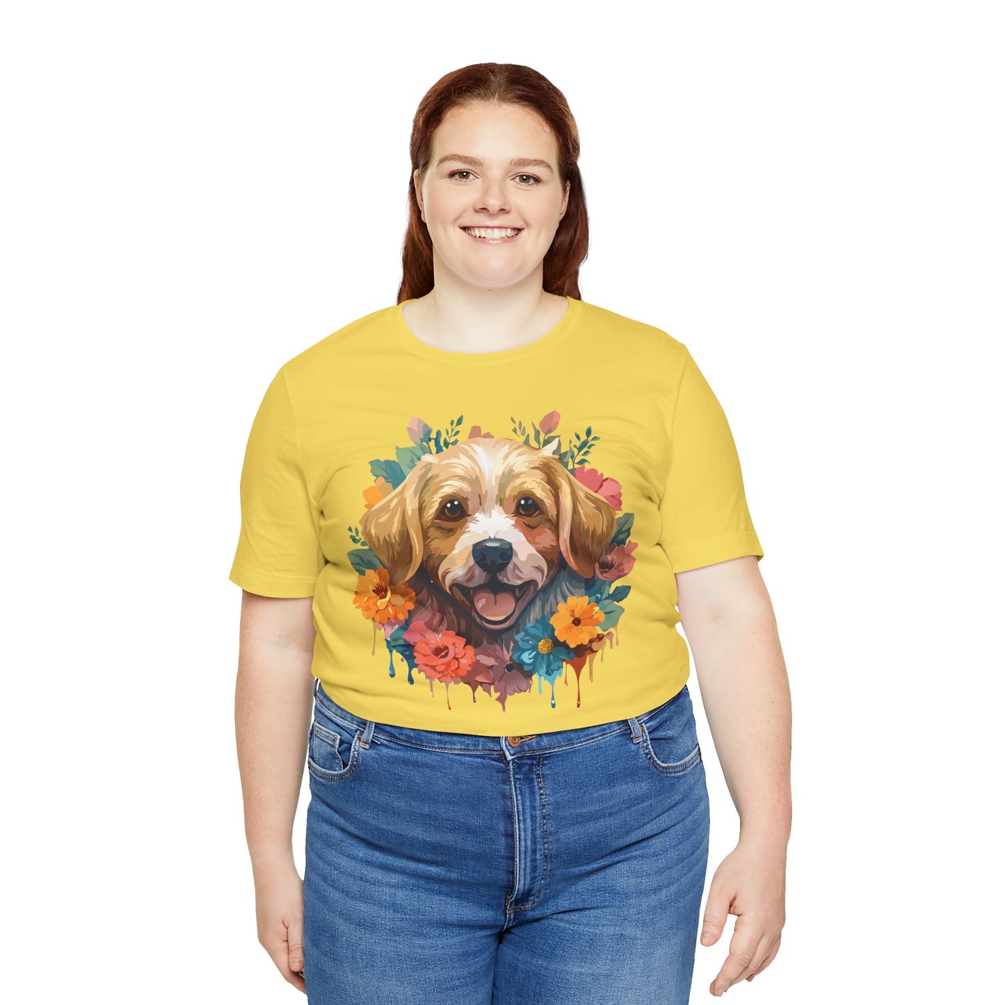 Floral Dog Tee, Animal Shirt, Dog Shirt, Floral Tee, Flower T-shirt, T-Shirt with Animal, Summer Top with Art Design