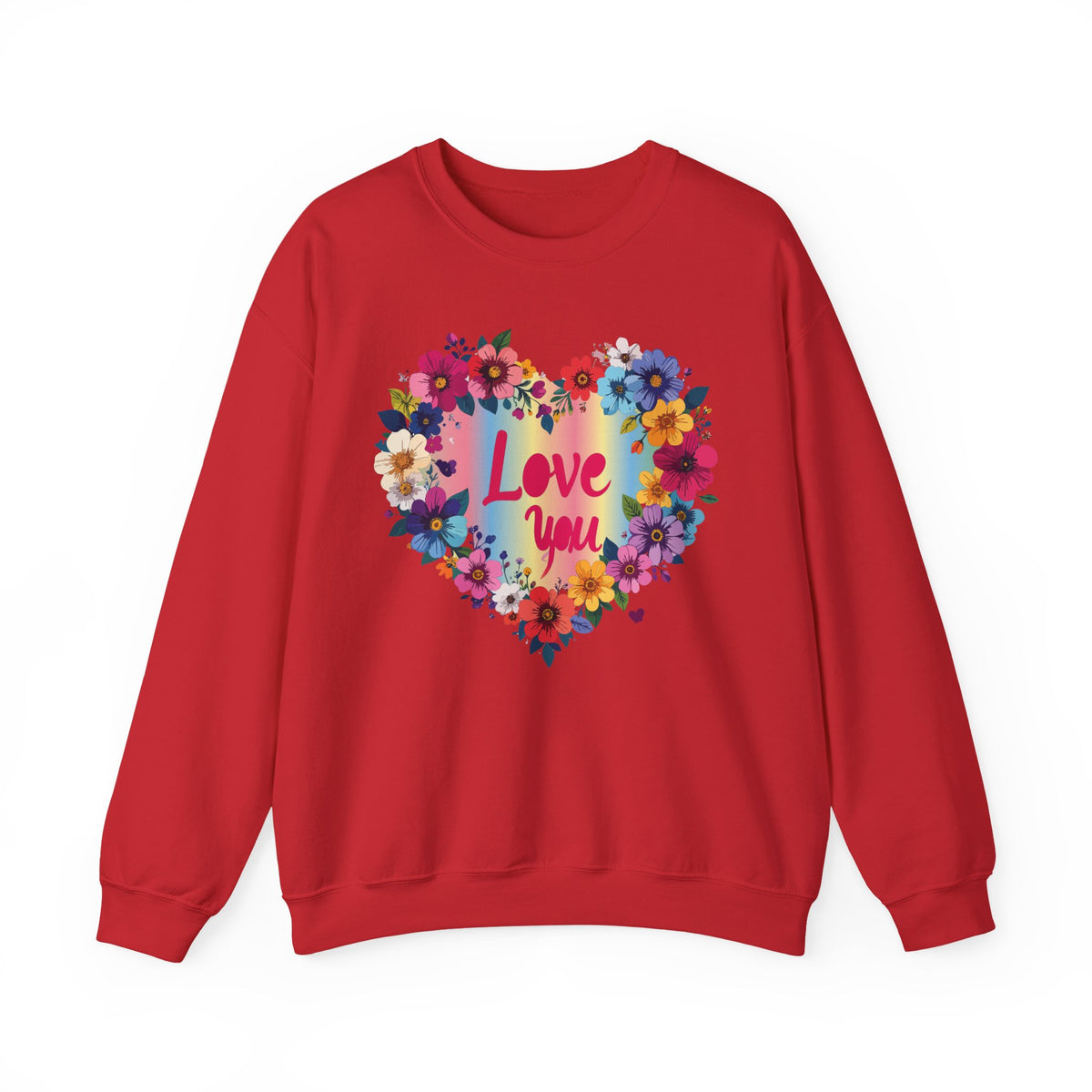 Floral Love Graphic Valentine's Day Sweatshirt Unisex 50/50 Cotton-Poly Sweatshirt w66