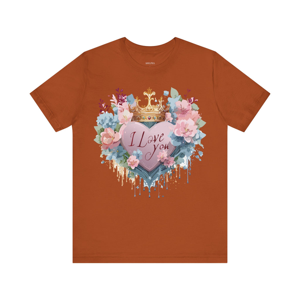 Valentine's Day Graphic Unisex Cotton Bella+Canvas Tee with Floral Art Design d105
