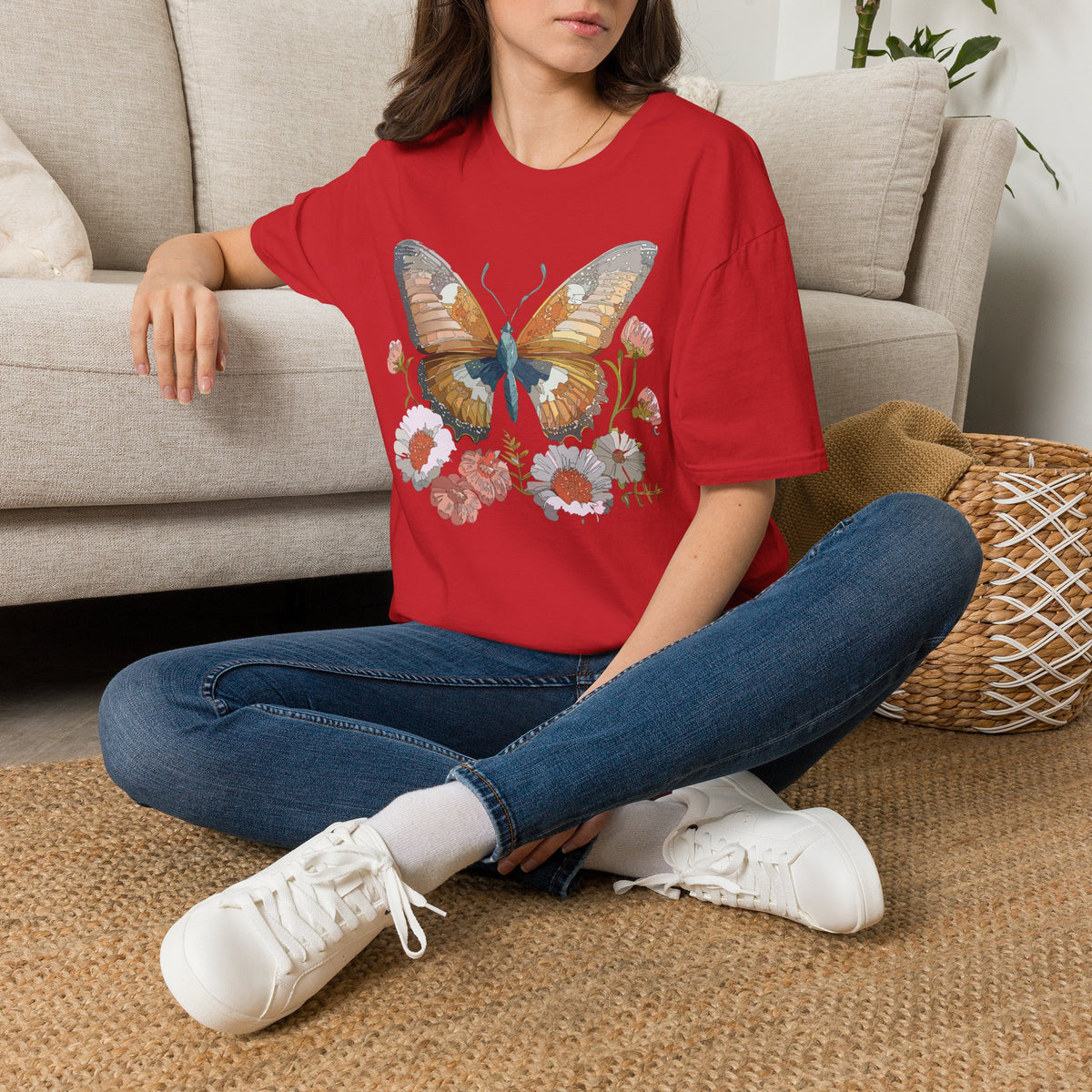 Butterfly Floral Watercolor Wings Graphic Design Unisex 100 Cotton Gildan T-Shirt