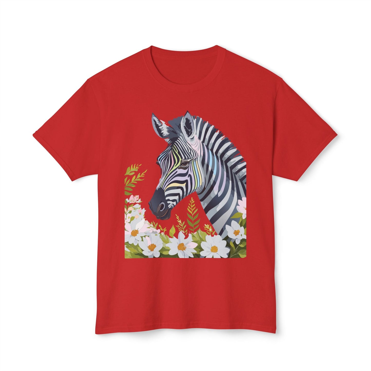Unisex Zebra Art Design T Shirt With Floral Print HD Cotton Premium USA Made Jersey