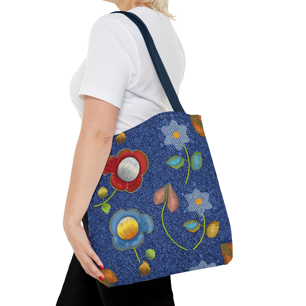 Denim Fabric Imitation Print Unisex Canvas Bag Poly Spun 3 Sizes Tote Bag 169