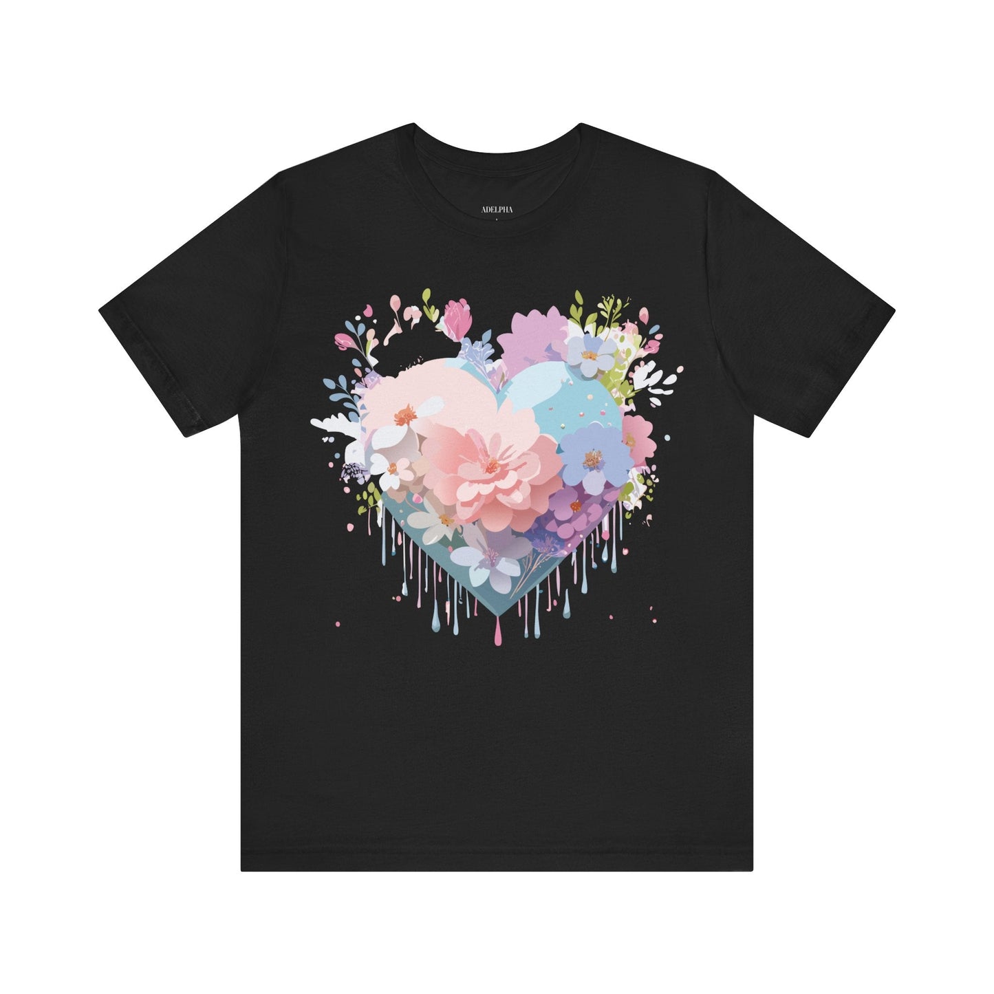 Valentine Day Graphic Unisex 100 Cotton Vintage Artwork with Love and Flower Design Tee 32