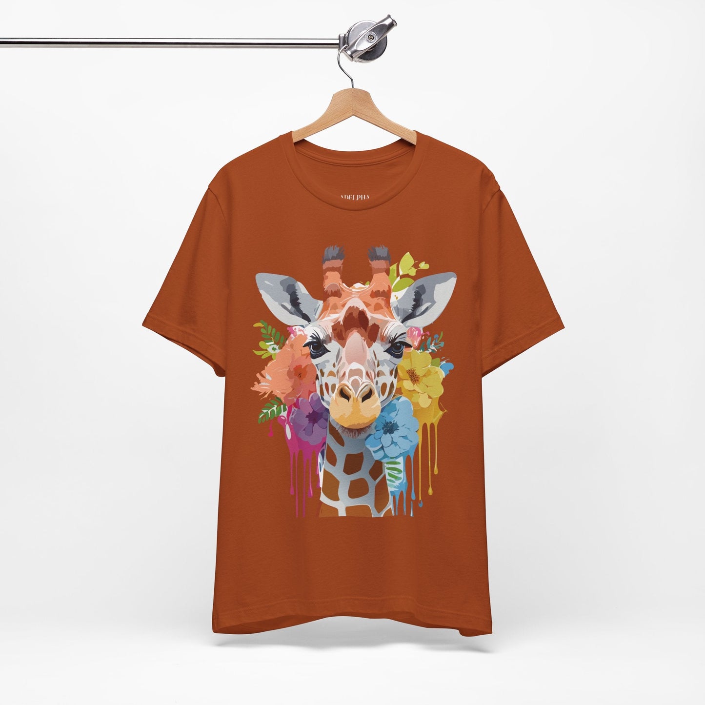 Giraffe Graphic Tee By Adelpha Unisex Vintage Inspired Art Design Short Sleeve Jersey Shirt