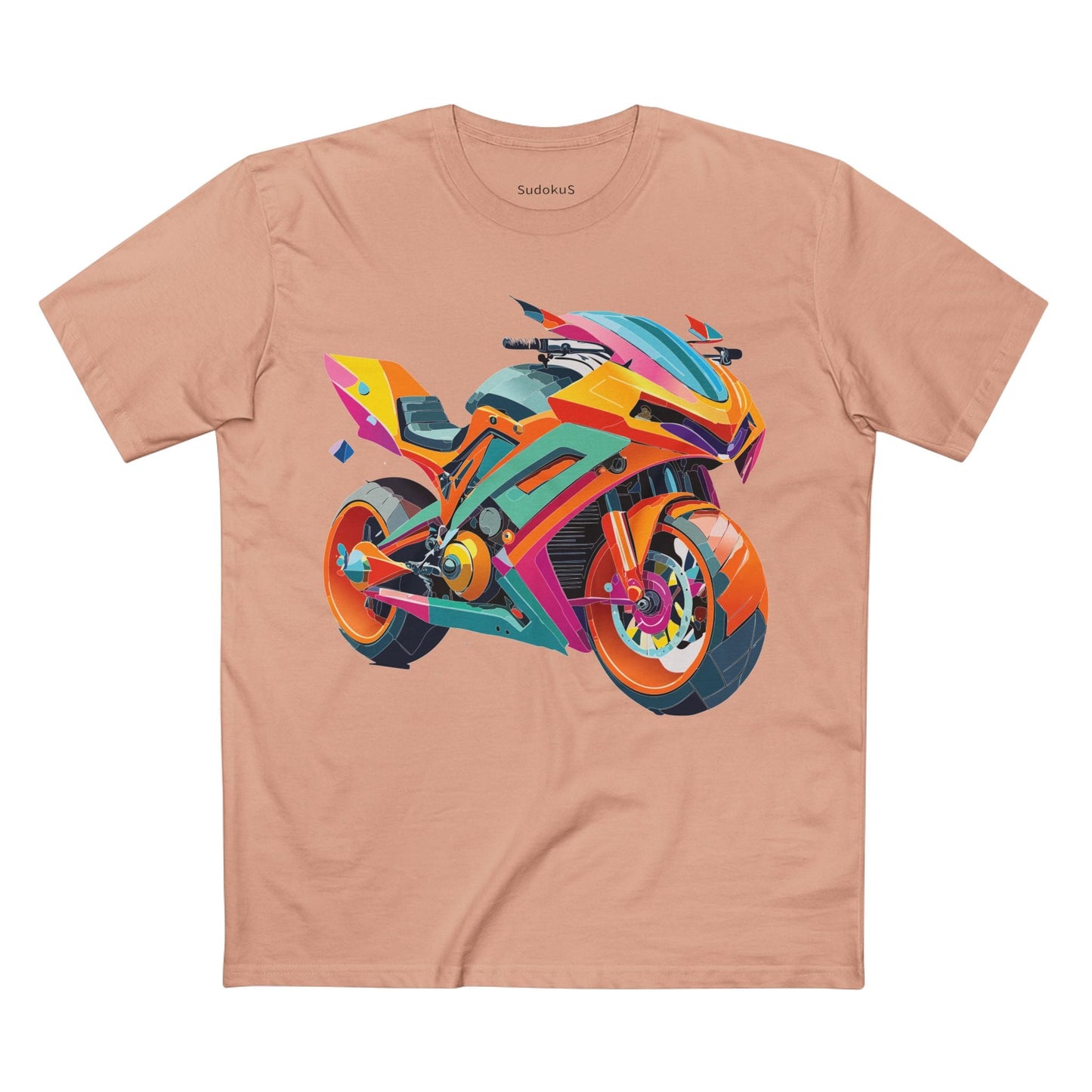 Moto Bike Graphic Unisex 100 Cotton Staple Tee 6