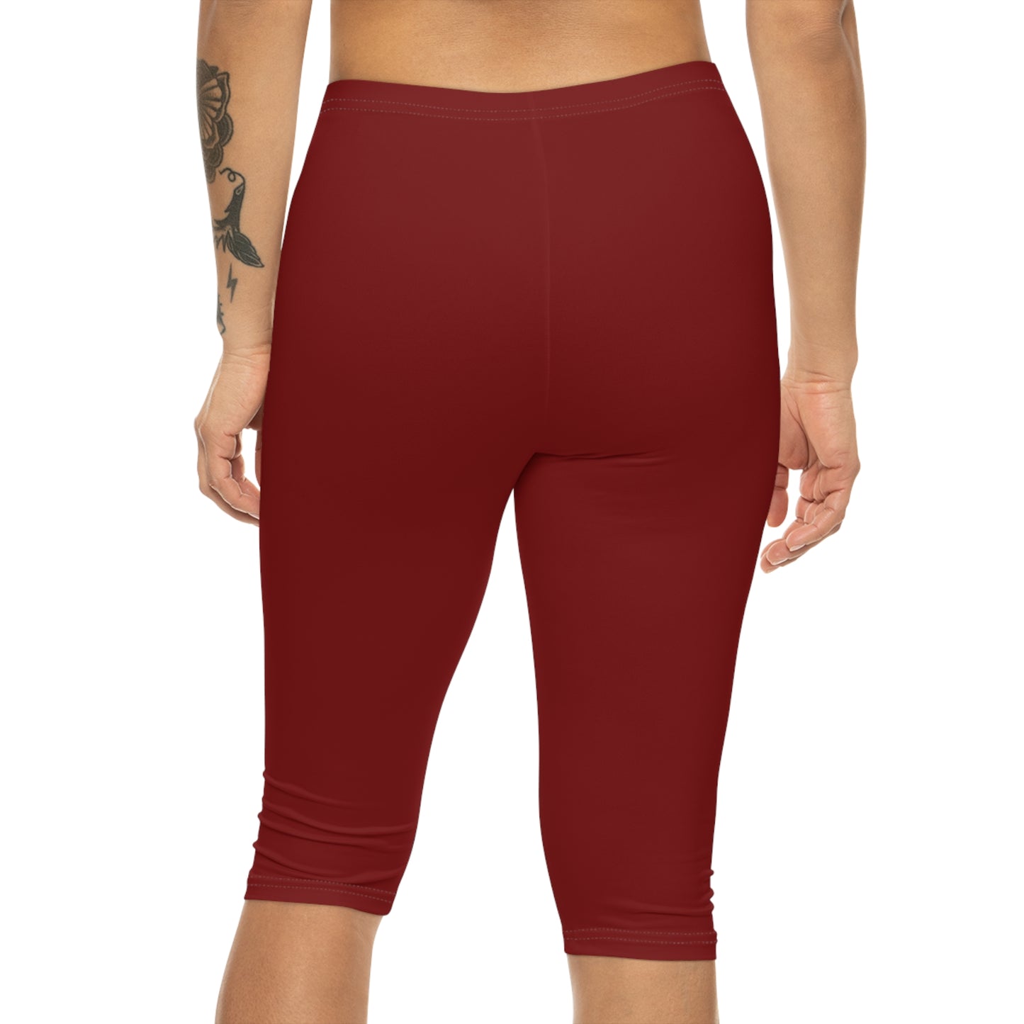 Crushed Berry Color Women's Brushed Suede Poly Span Casual Capri Leggings XS-2XL