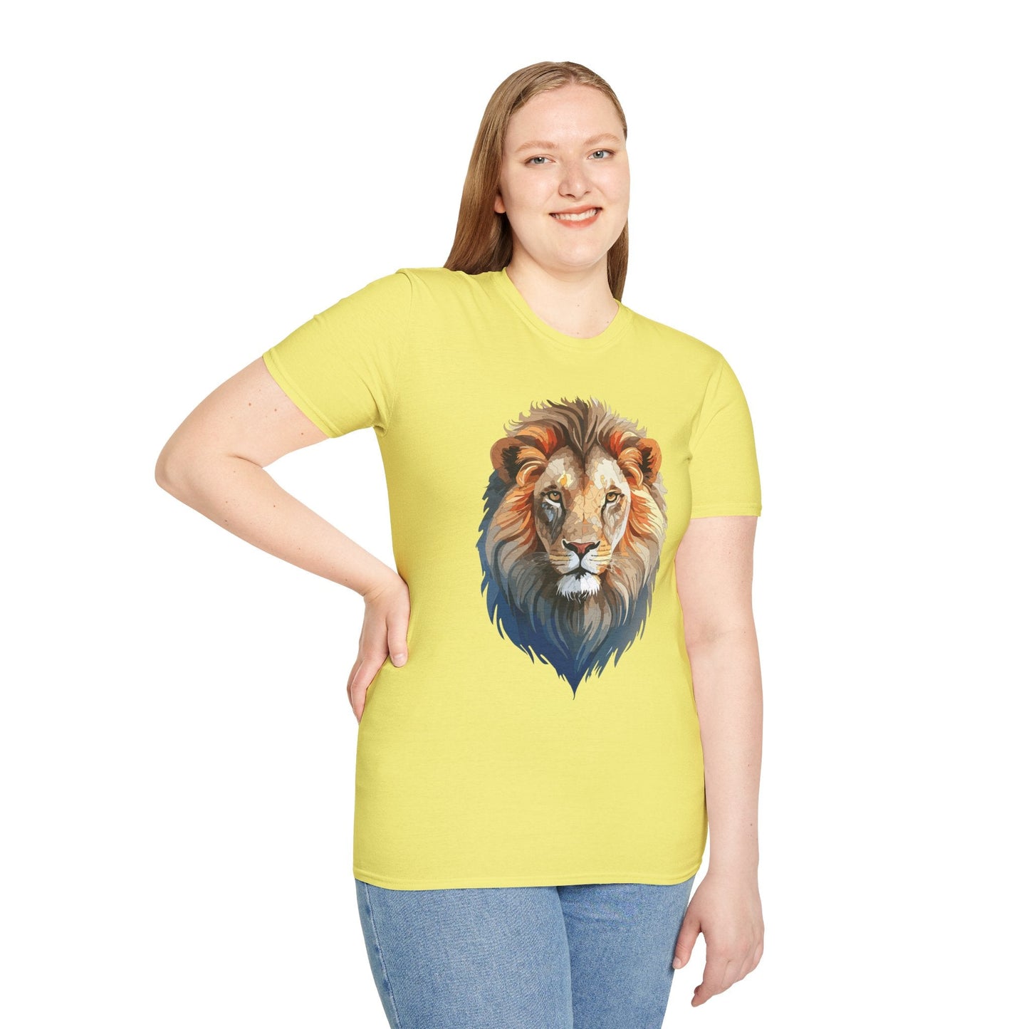 Gildan Softstyle Lion Print T Shirt Floral Tee For Unisex Everyday Comfort