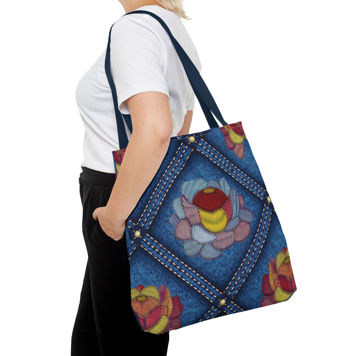 Denim Fabric Imitation Print Unisex Canvas Bag Poly Spun 3 Sizes Tote Bag 170