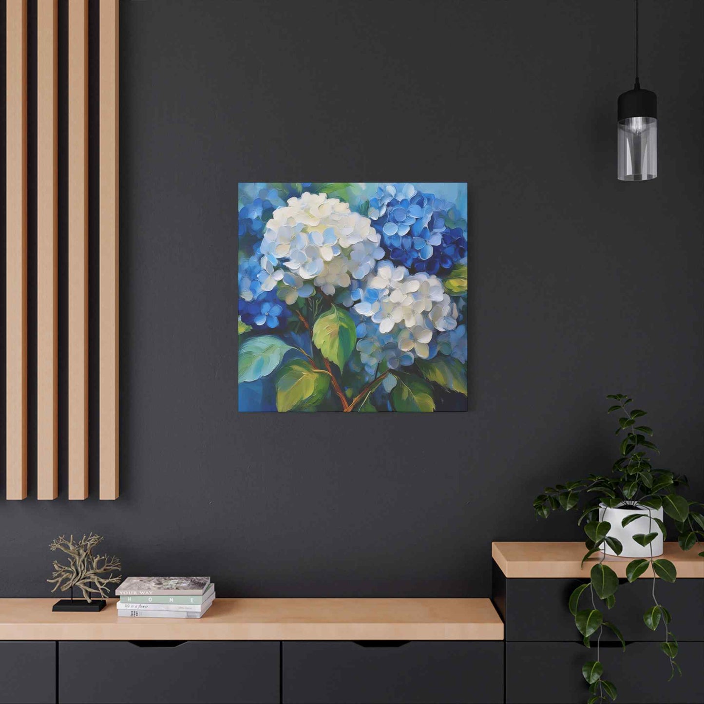 Hydrangeas Print Canvas, Flowers Oil Paint Print 20x20, 24x24, 30x30, 32x32, 36x36, Floral Art Design Print Non-Frame MC-31