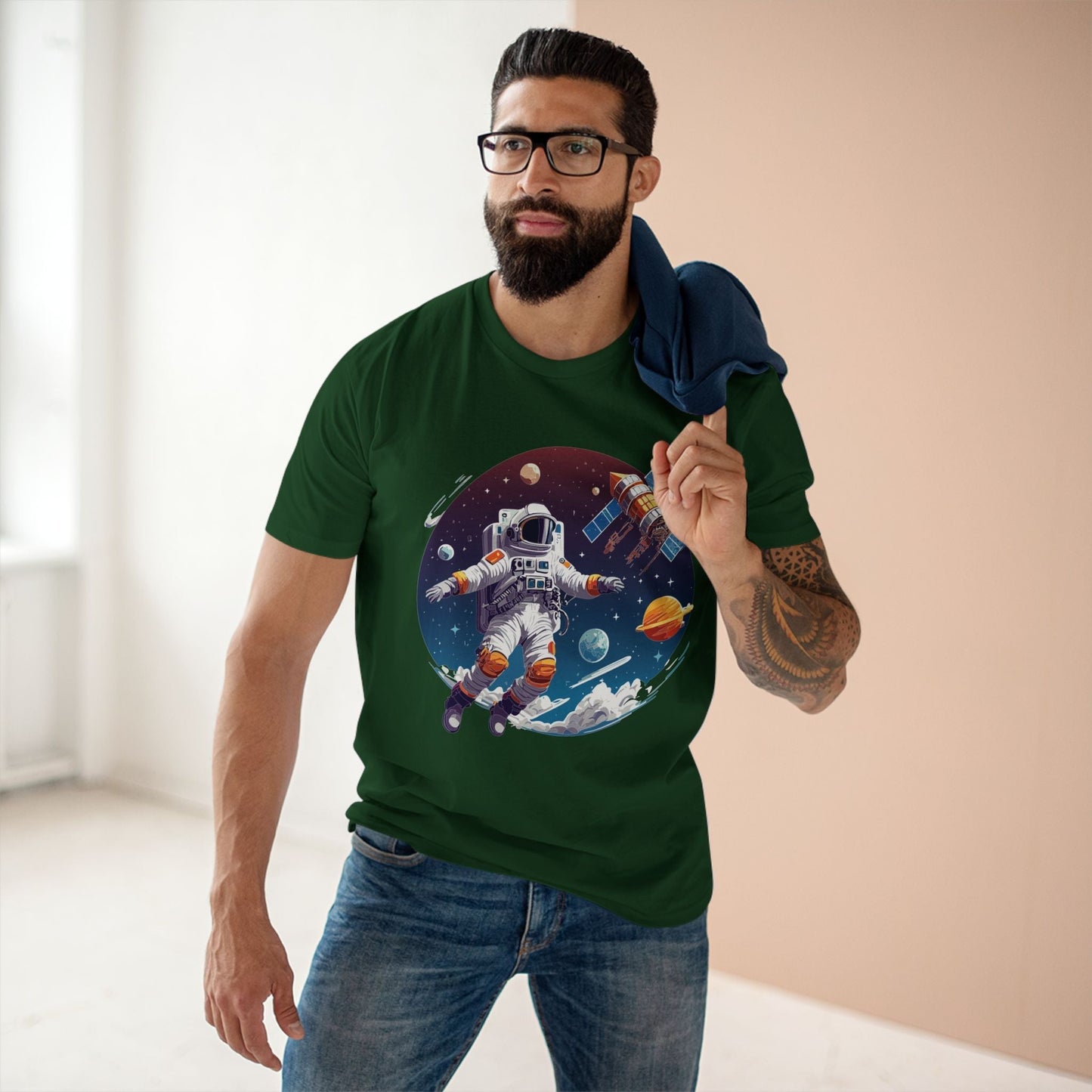 Cosmos Astronaut Shirt CS34 Unisex Premium Cotton Staple Tee With Original Art Design Retro2Nova