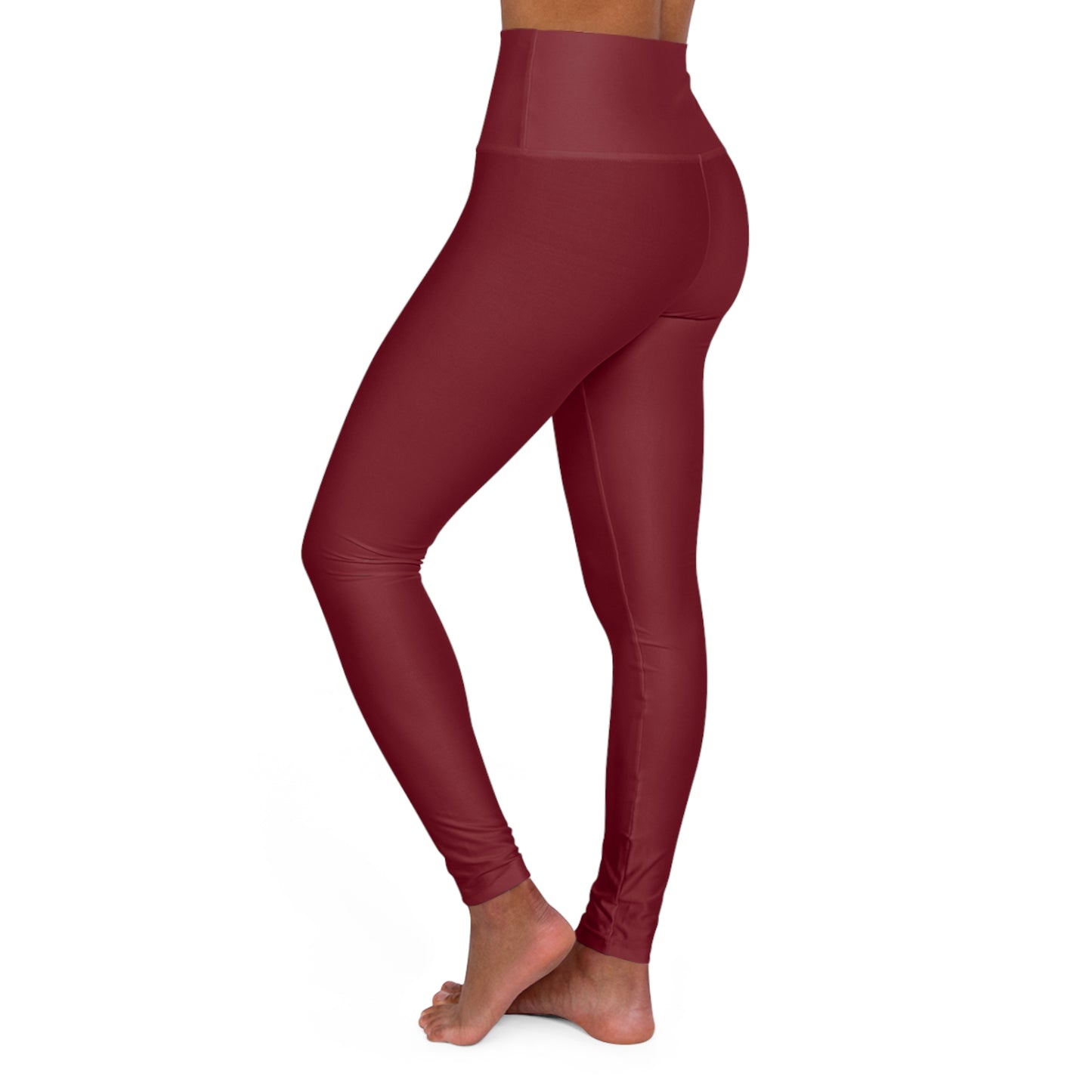 Burgundy Color High-Waist Yoga Leggings Women's Seamless Poly-Span Stretchy Pants XS-2XL
