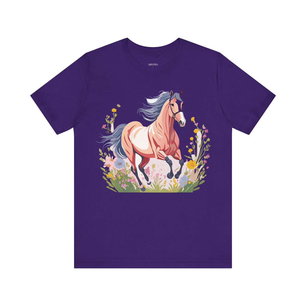 Horse Graphic Unisex Cotton Bella+Canvas Tee with Art Animal Design e29