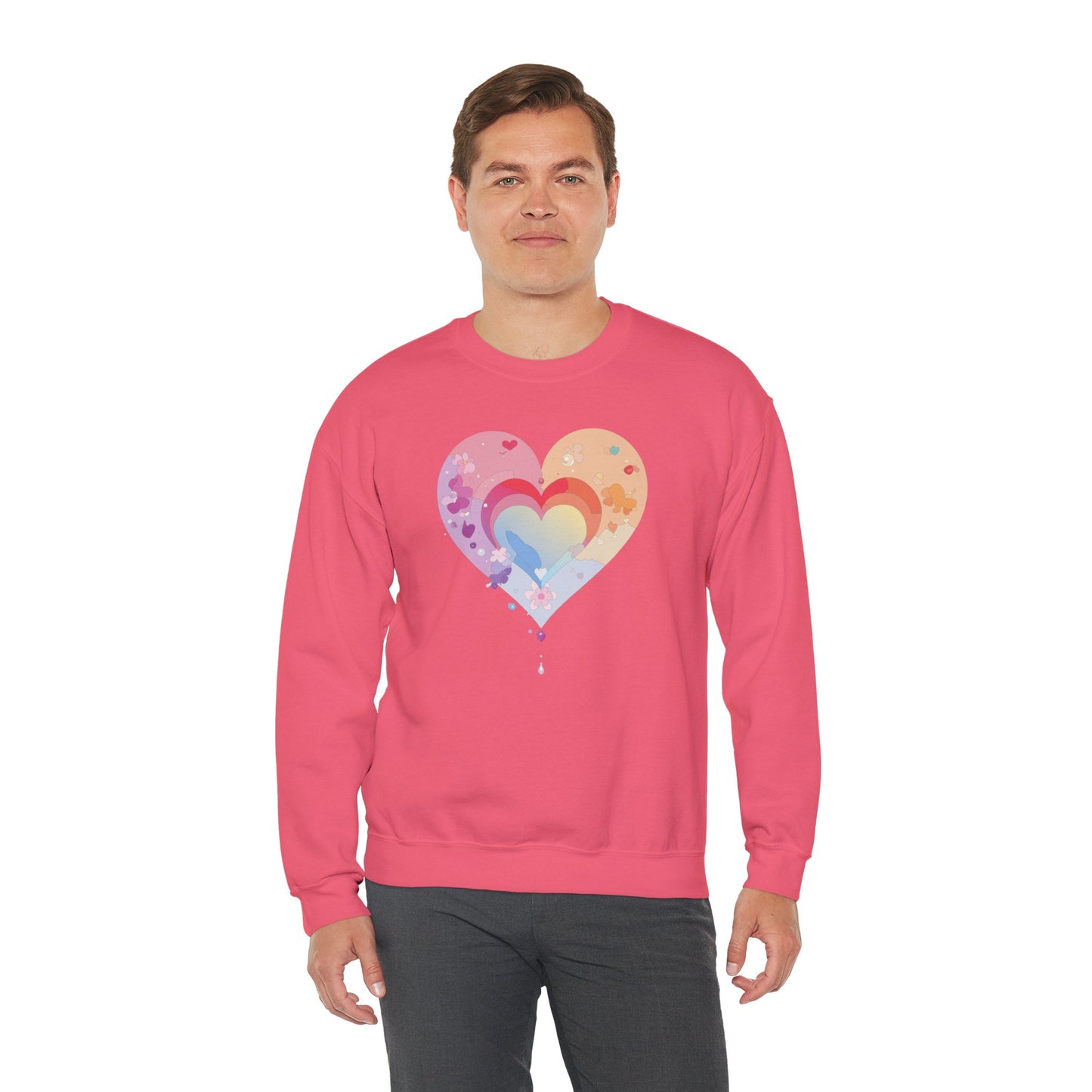 Rainbow Heart Sweatshirt, Floral Heart Sweatshirt, Floral Love Sweatshirt, Valentine's Day Sweatshirt, Rainbow Heart Floral Sweatshirt 114