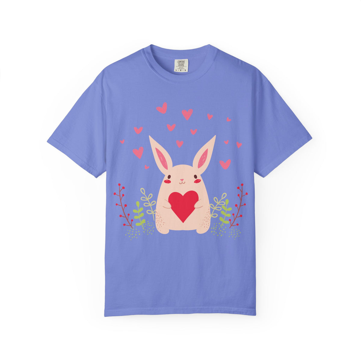 Easter Bunny Heart T-Shirt, Tee Shirt with Easter Signature, T Shirt with Easter Prints, Tee Shirt with Easter Design