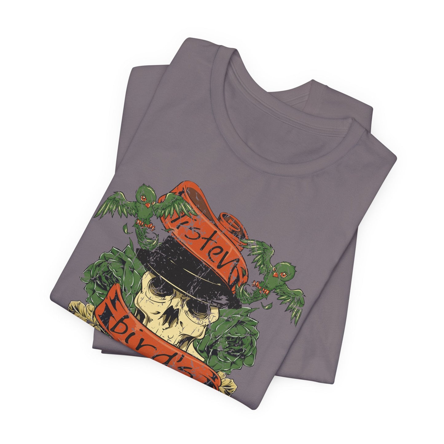 Skull Floral Tattoo Style Graphic Design Unisex Cotton T-Shirt Art-38